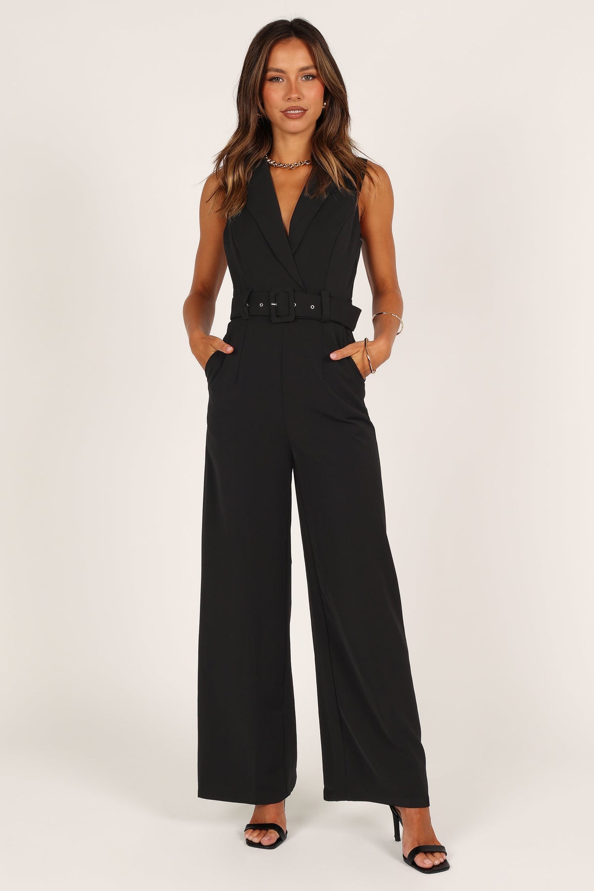 Sienna Belted Jumpsuit in Black – view 3 of 6