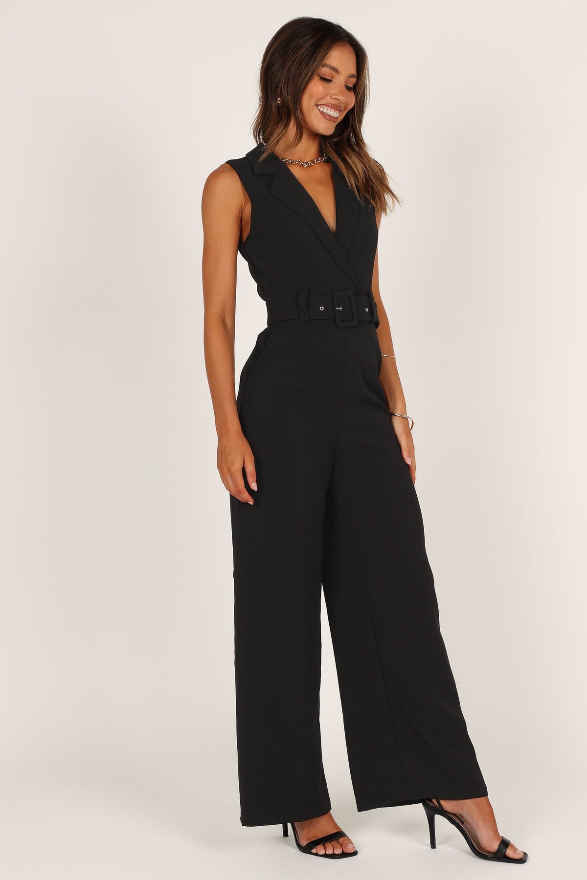 Sienna Belted Jumpsuit in Black – view 6 of 6