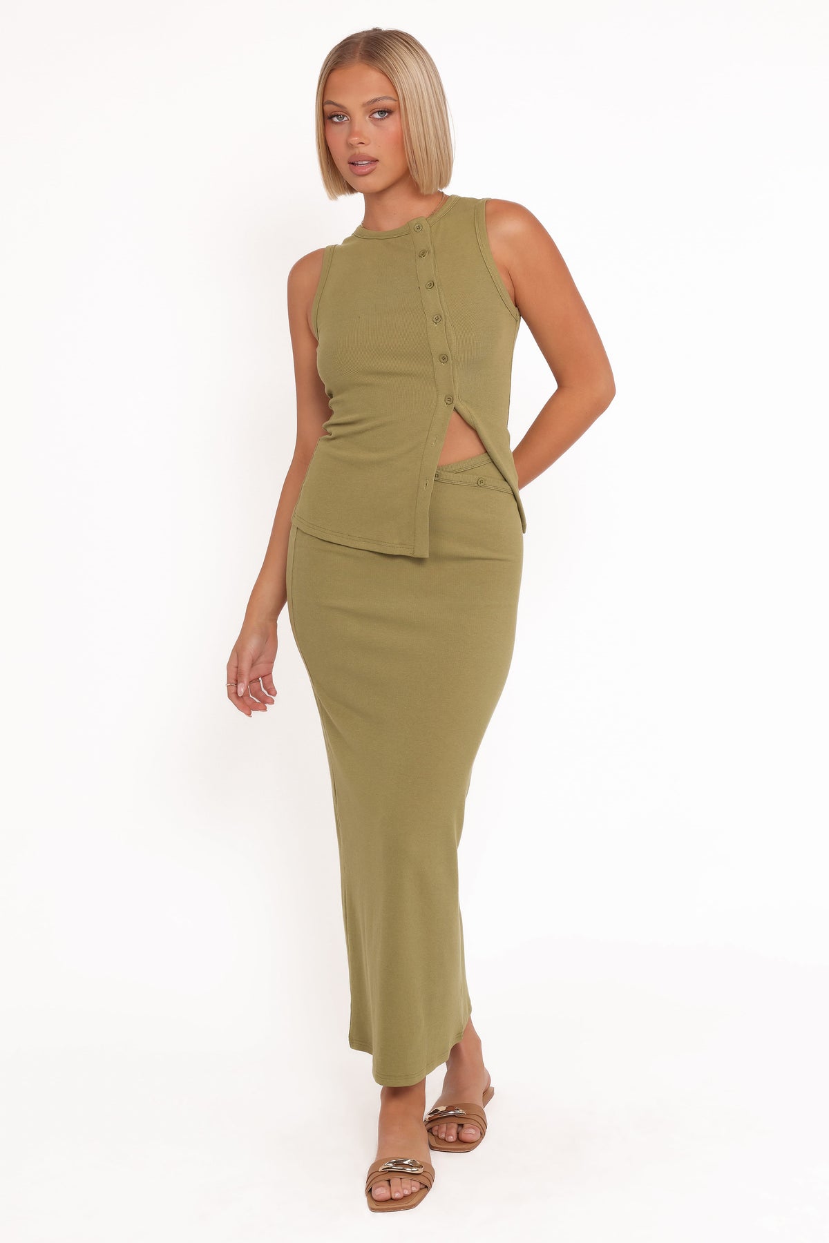 Adeline Two Piece Set in Olive Green – view 5 of 6