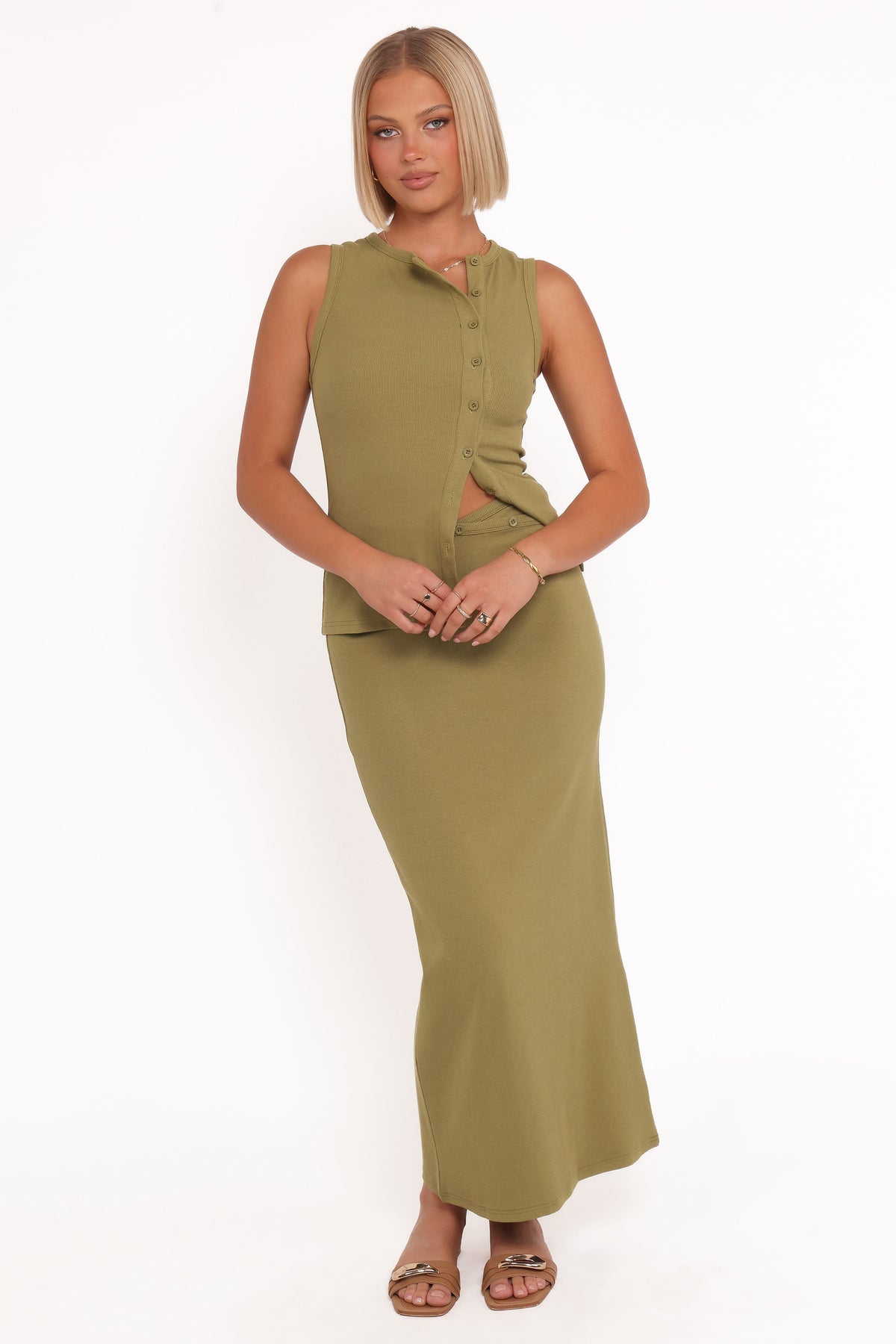 Adeline Two Piece Set in Olive Green – view 1 of 6