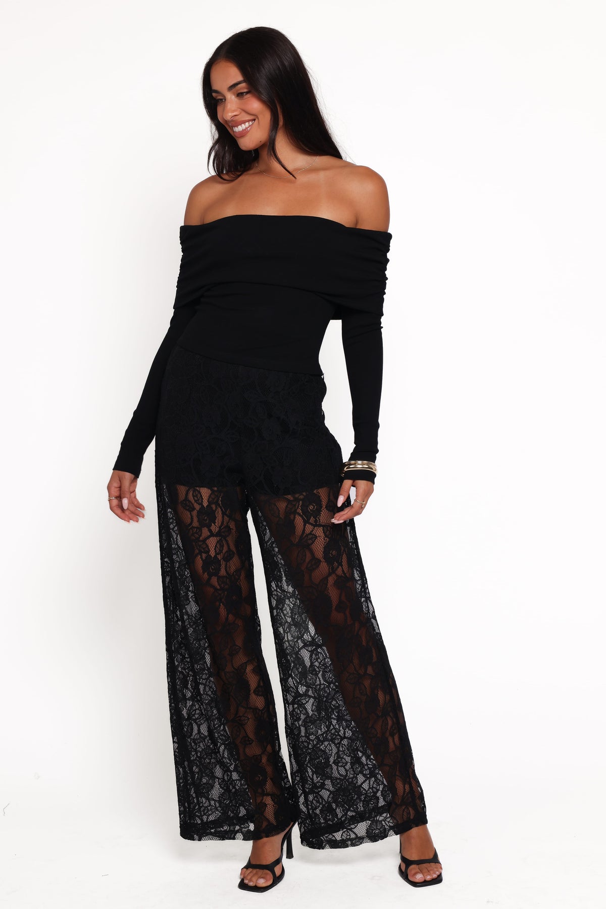Alina Lace Pant Set in Black – view 1 of 7