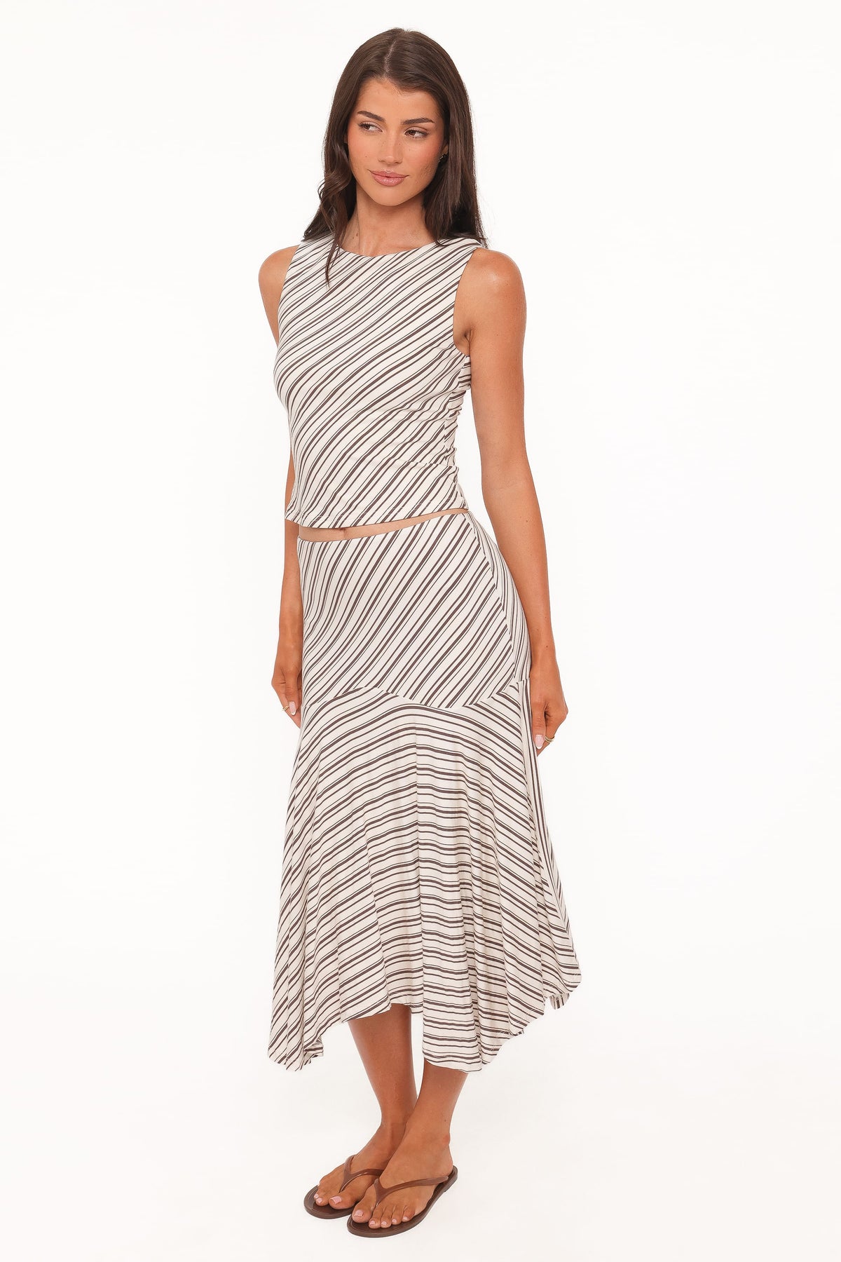 Amber Skirt Set in Cream/Brown Stripe – view 5 of 9