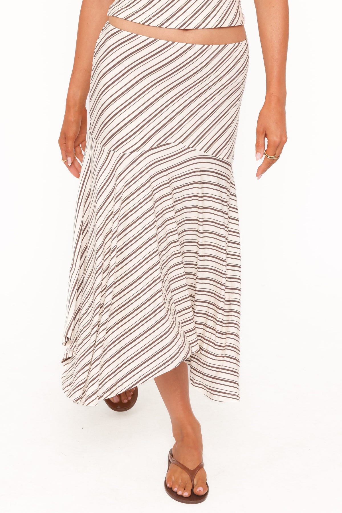 Amber Skirt Set in Cream/Brown Stripe – view 8 of 9