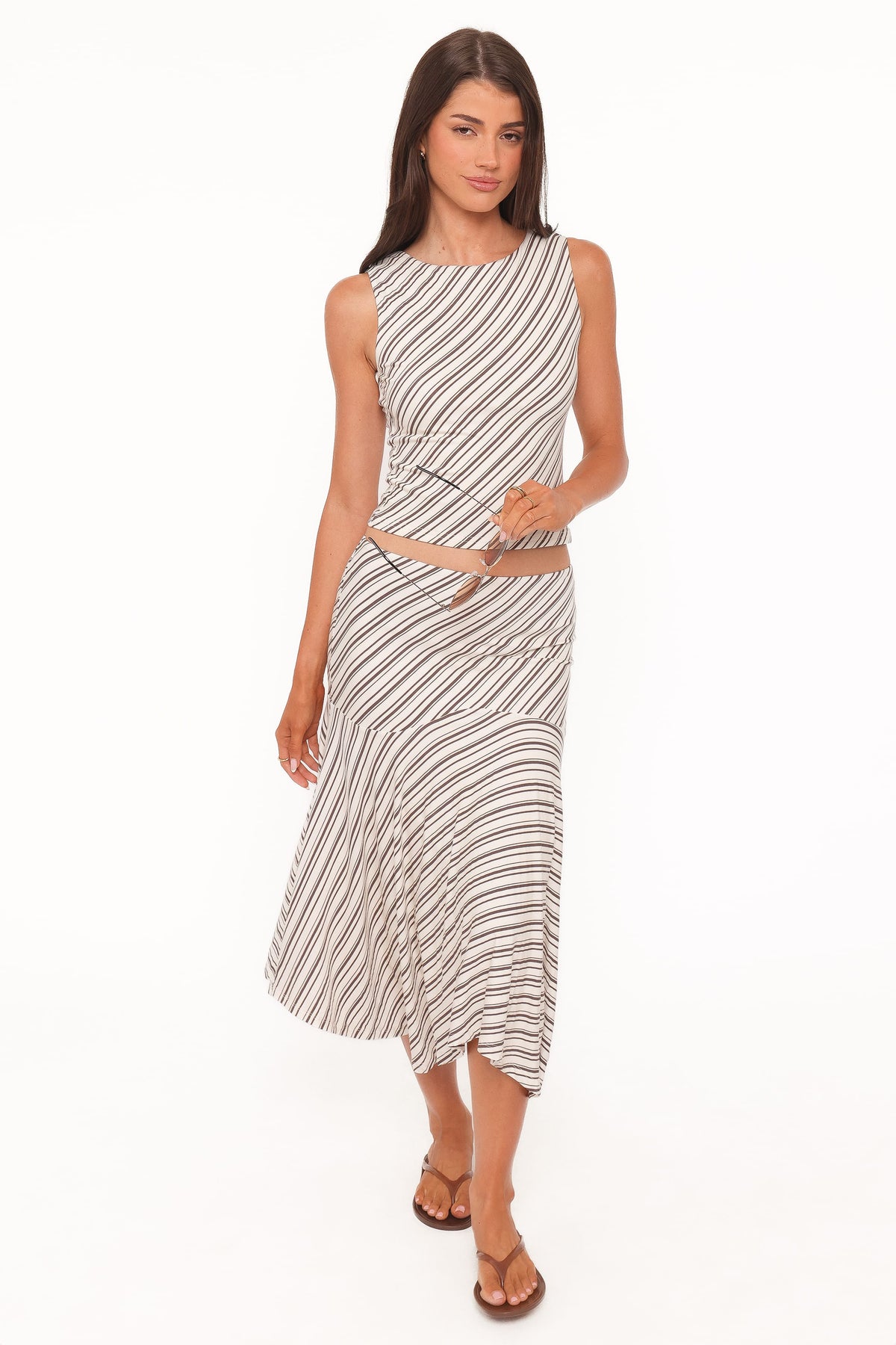 Amber Skirt Set in Cream/Brown Stripe – view 3 of 9