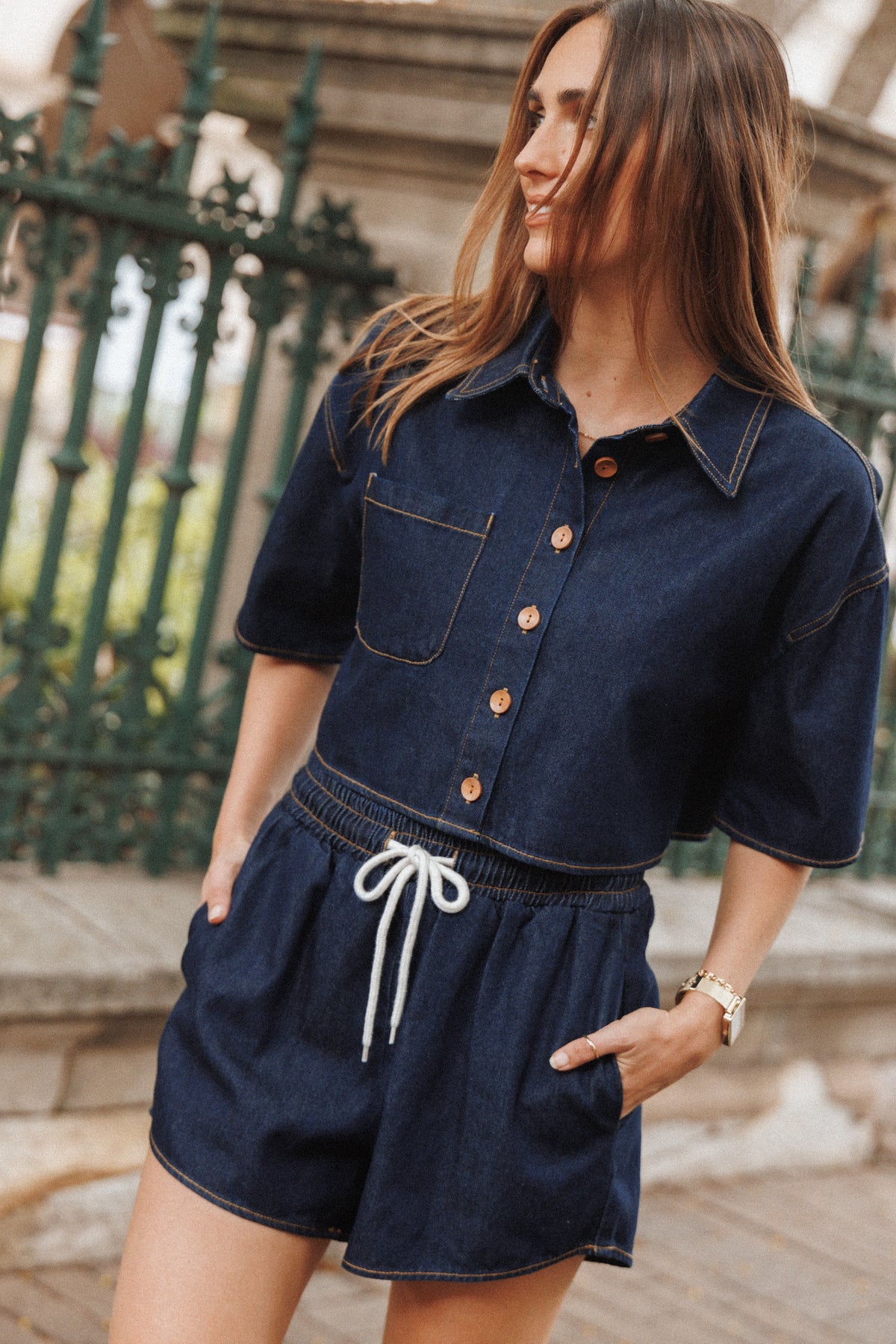 Bels Denim Short Set in Indigo – view 9 of 9
