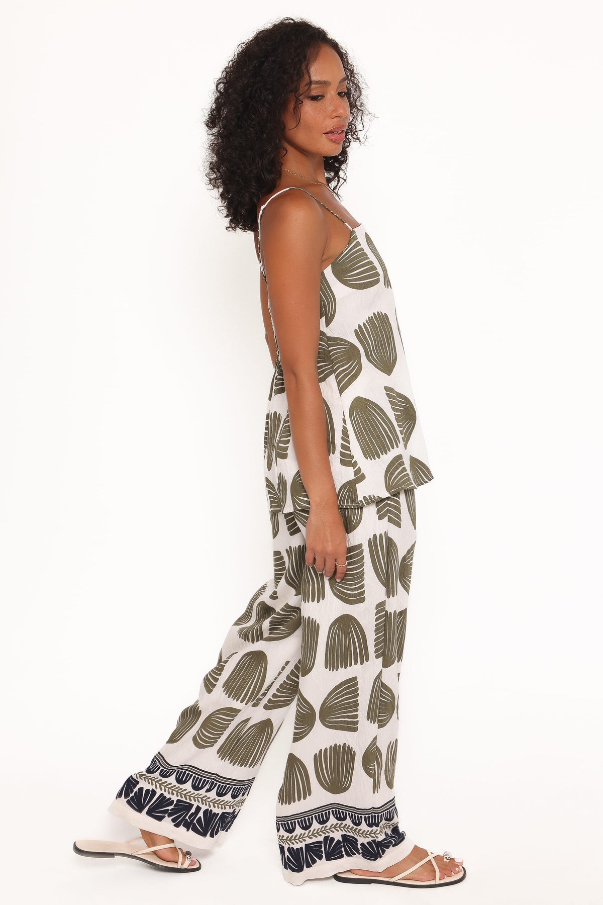 Brianna Pant Set in Green Palm Print – view 4 of 6