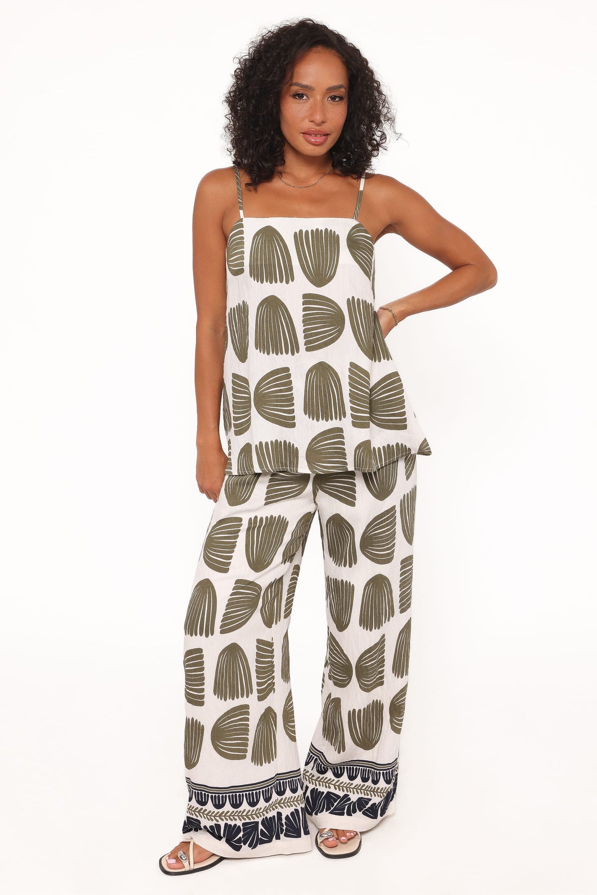 Brianna Pant Set in Green Palm Print – view 1 of 6