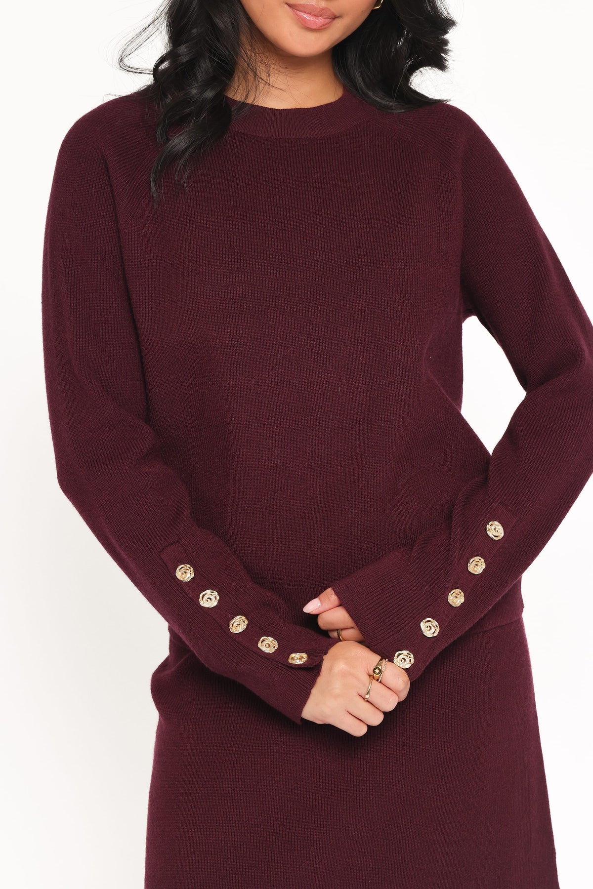 Bridget Maxi Skirt Sweater Set in Maroon – view 6 of 7