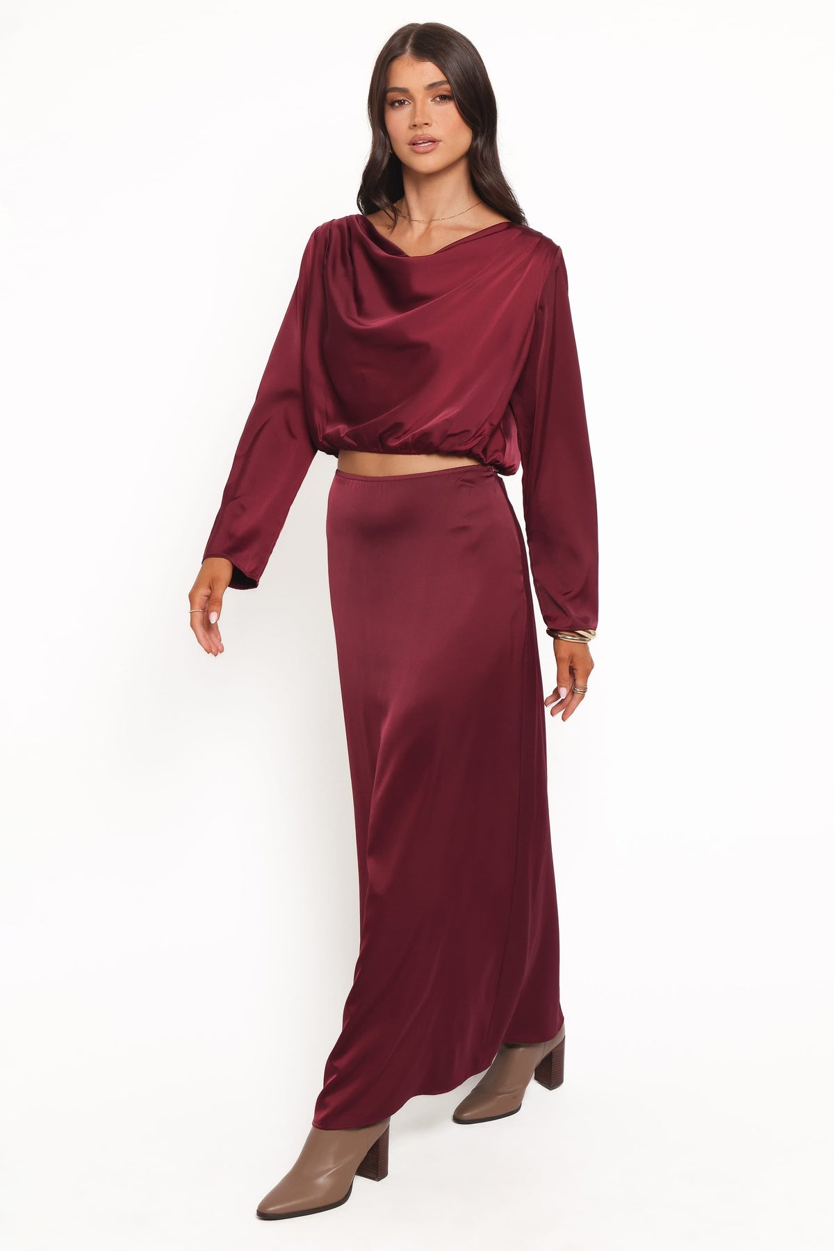 Catherine Skirt Set in Burgundy – view 4 of 6