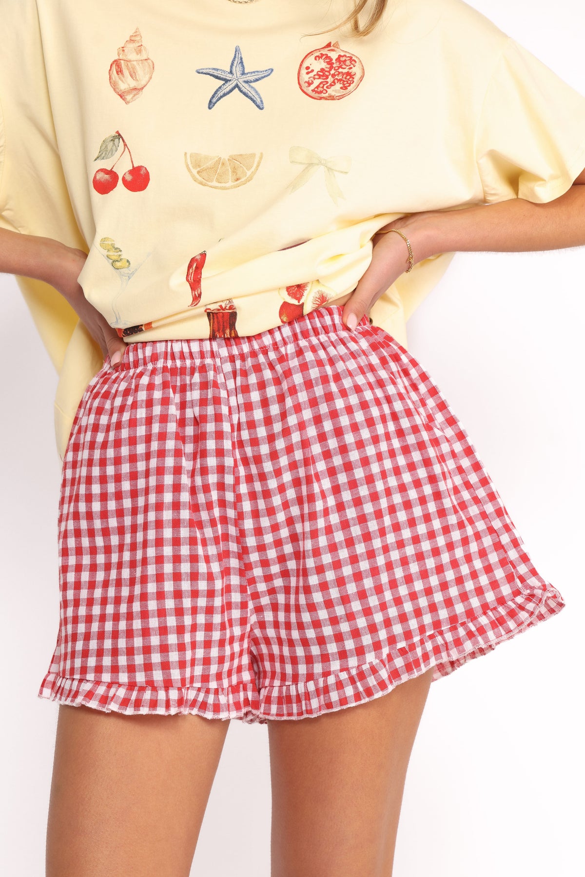 Daphne Short Set in Yellow Red Gingham – view 6 of 10