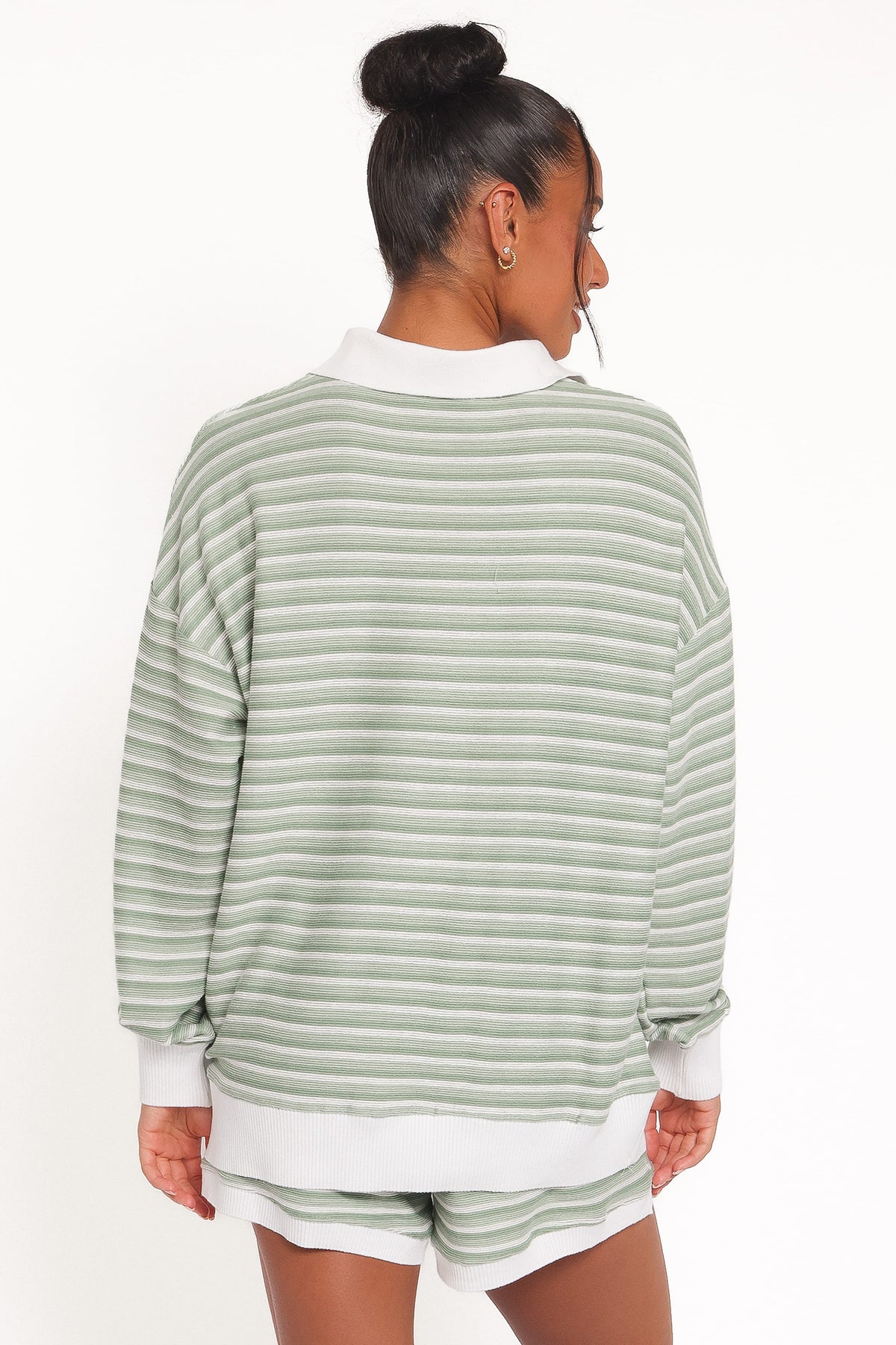 Dealia Knit Short Set in Sage Stripe – view 4 of 7