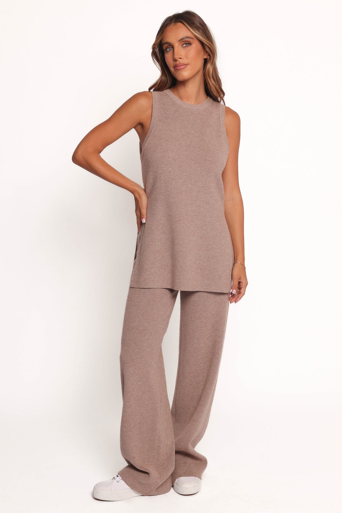 Ellory Knitted Pant Set in Taupe Marle – view 2 of 8