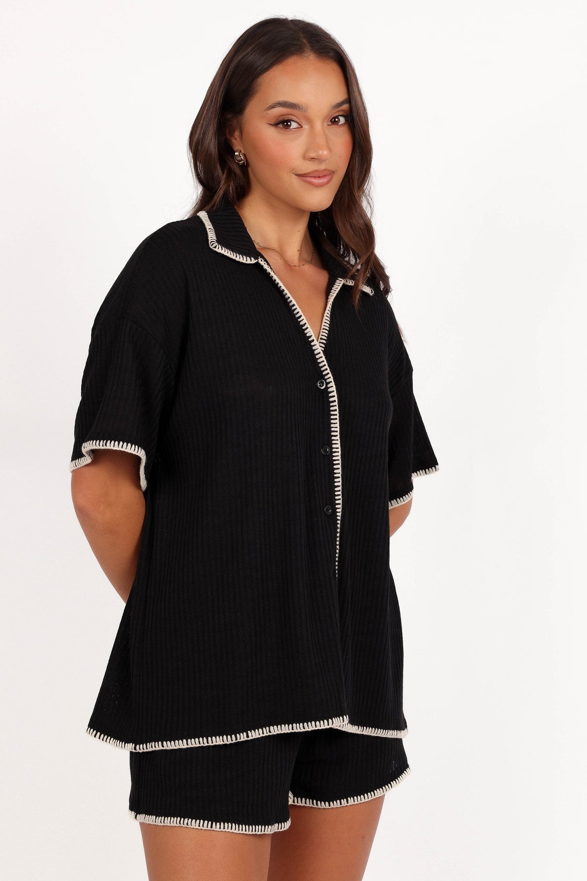 Essen Knit Shirt Set in Black Cream – view 6 of 8