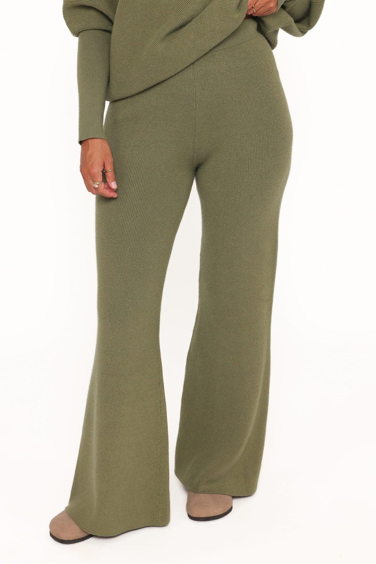 Gennie Knitted Pant Set in Avocado – view 7 of 10