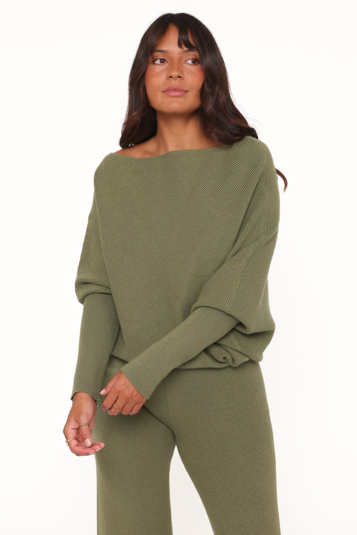 Gennie Knitted Pant Set in Avocado – view 3 of 10
