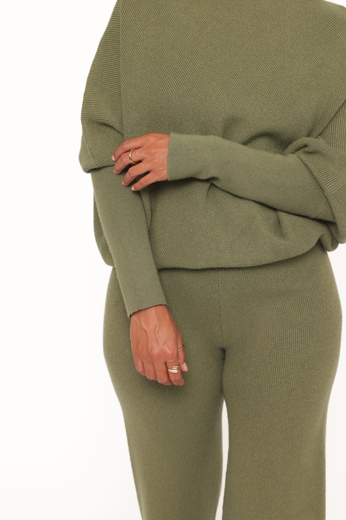 Gennie Knitted Pant Set in Avocado – view 8 of 10
