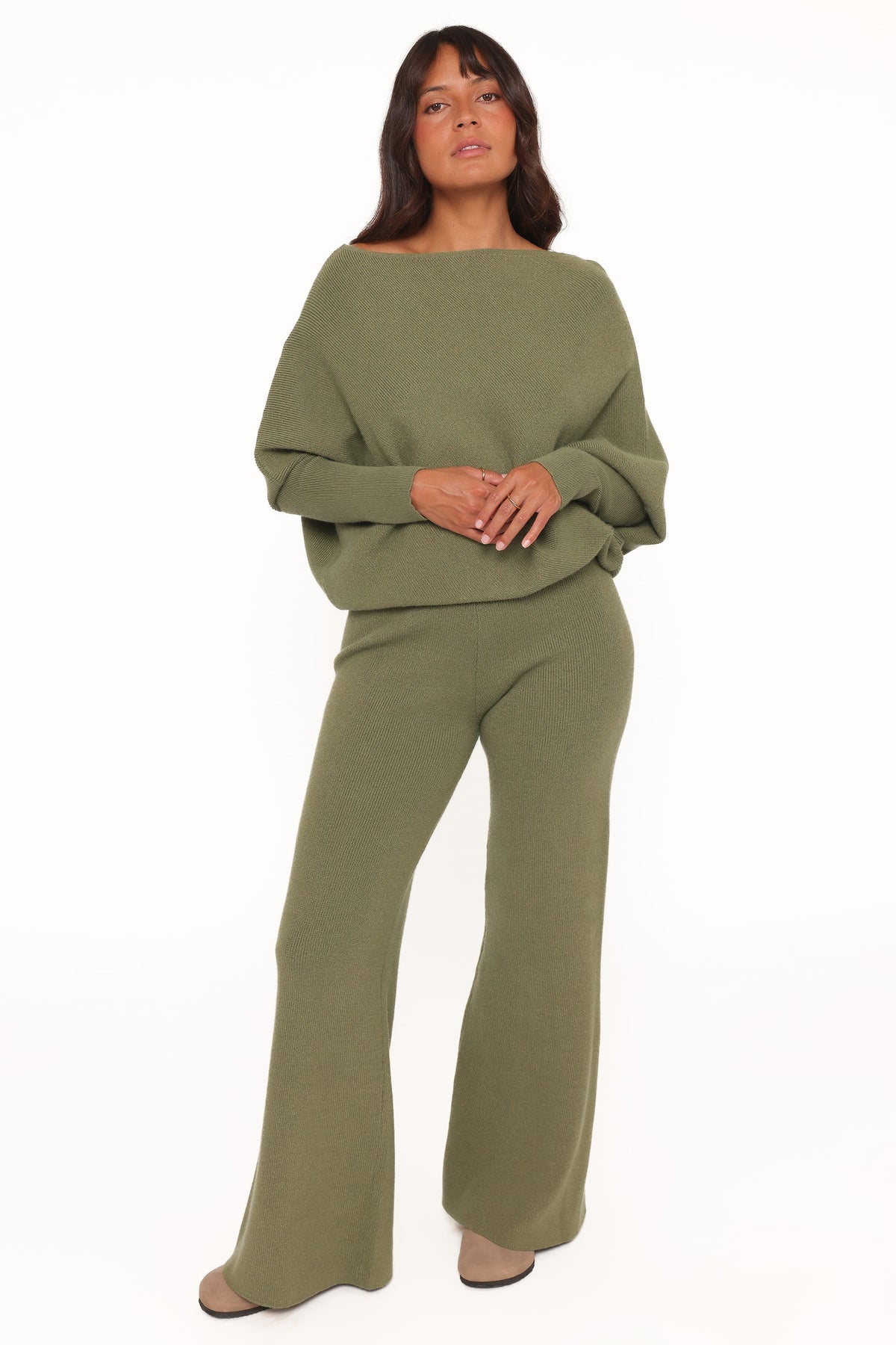 Gennie Knitted Pant Set in Avocado – view 2 of 10