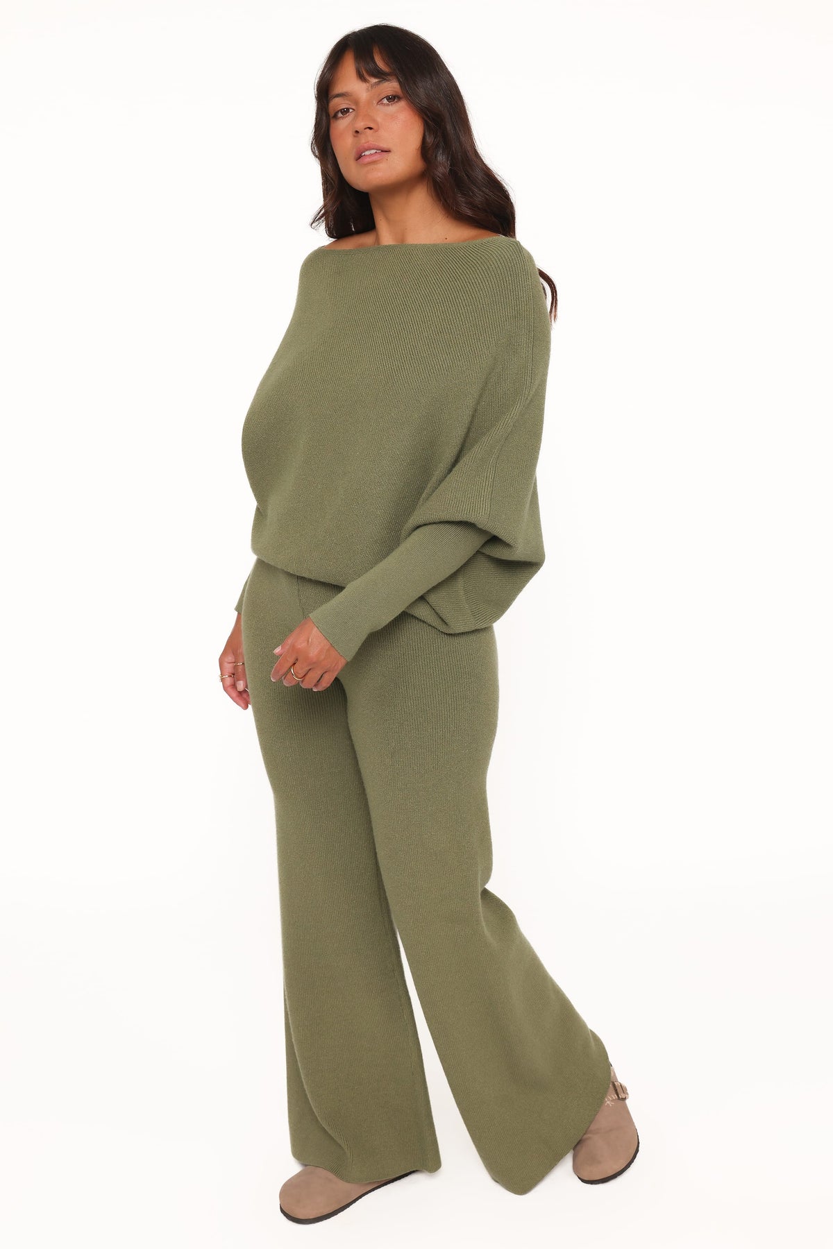 Gennie Knitted Pant Set in Avocado – view 4 of 10