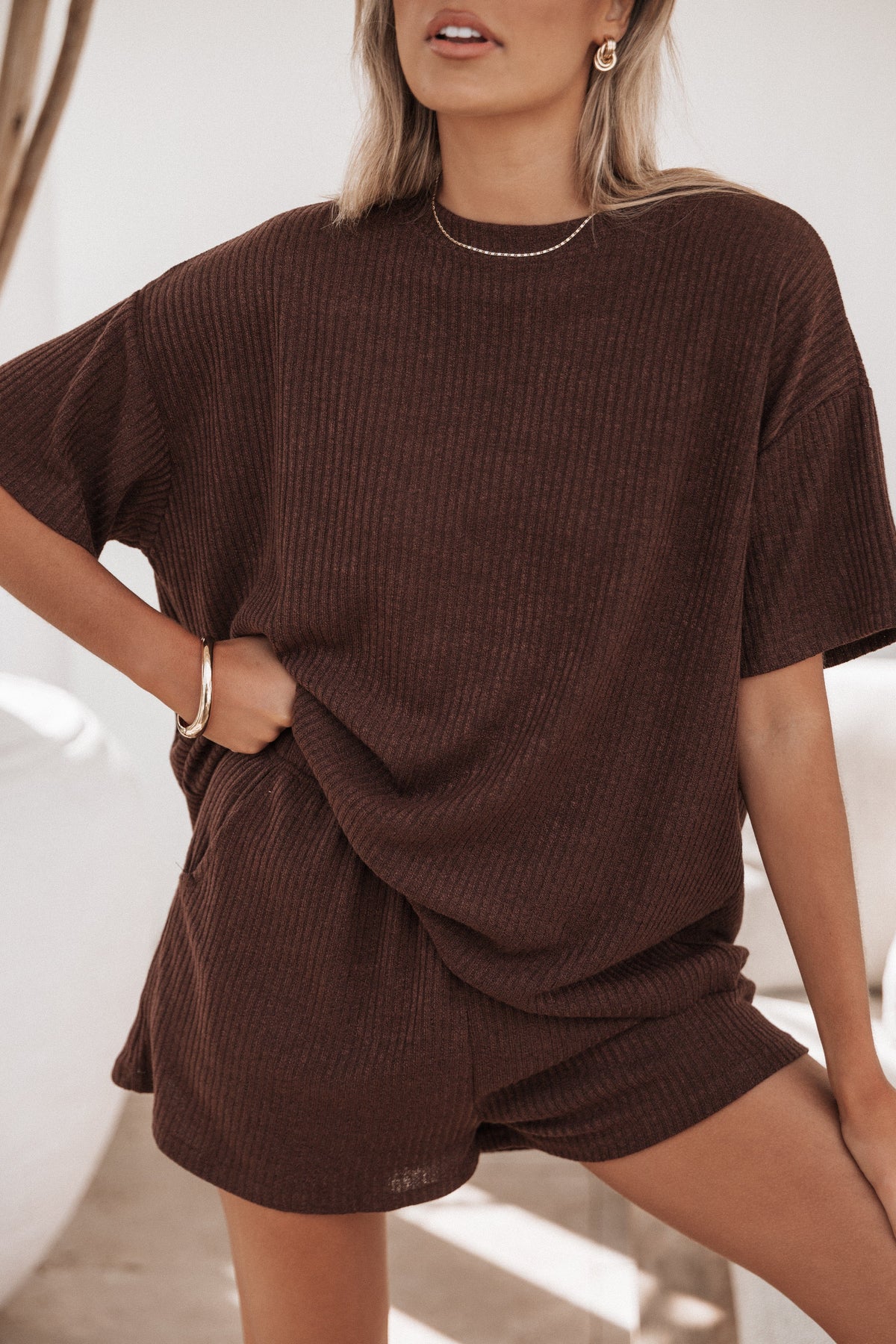 Granger Knit Short Set in Chocolate Brown – view 2 of 10