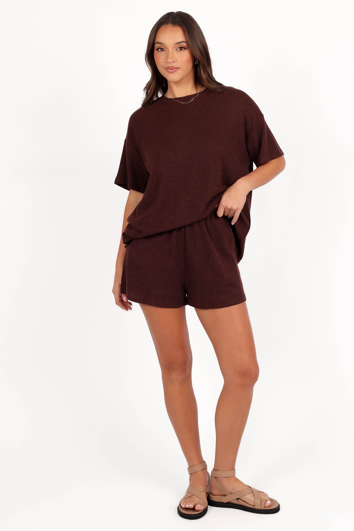 Granger Knit Short Set in Chocolate Brown – view 4 of 10