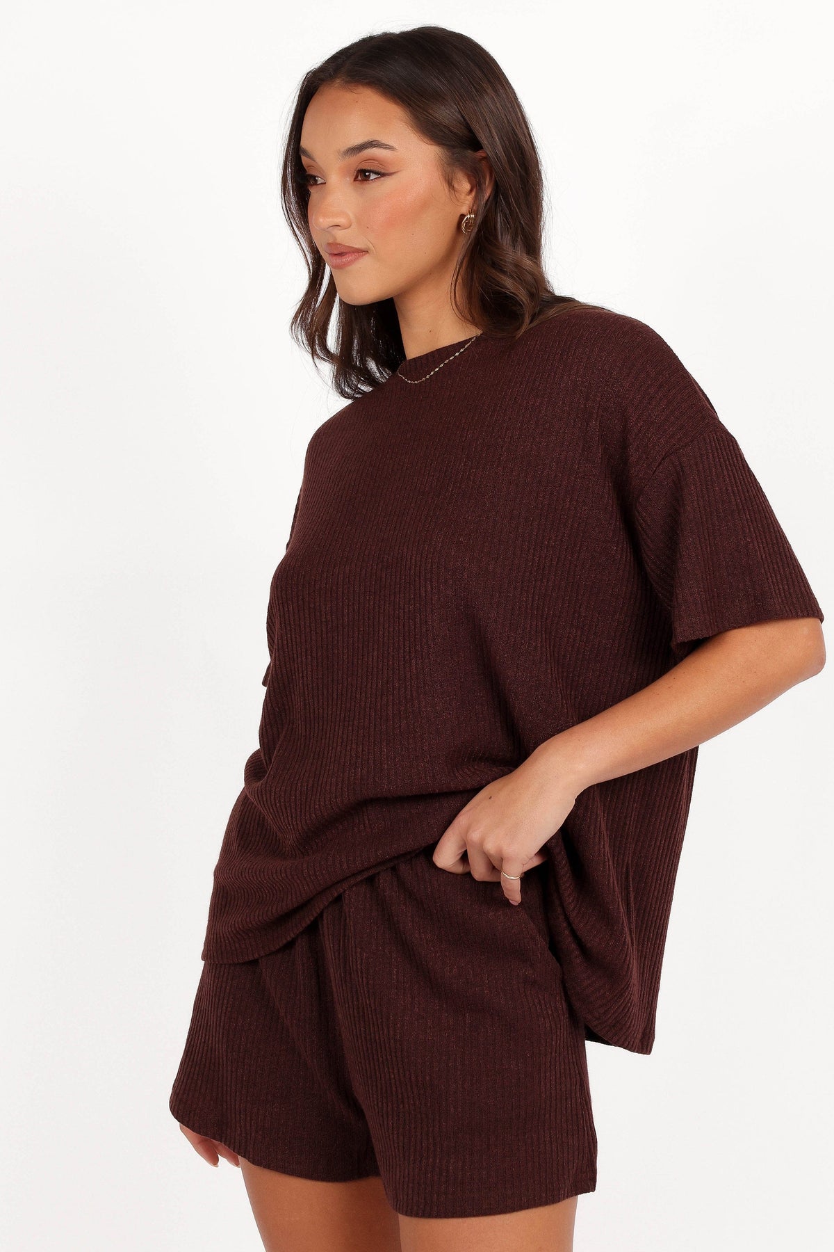 Granger Knit Short Set in Chocolate Brown – view 6 of 10