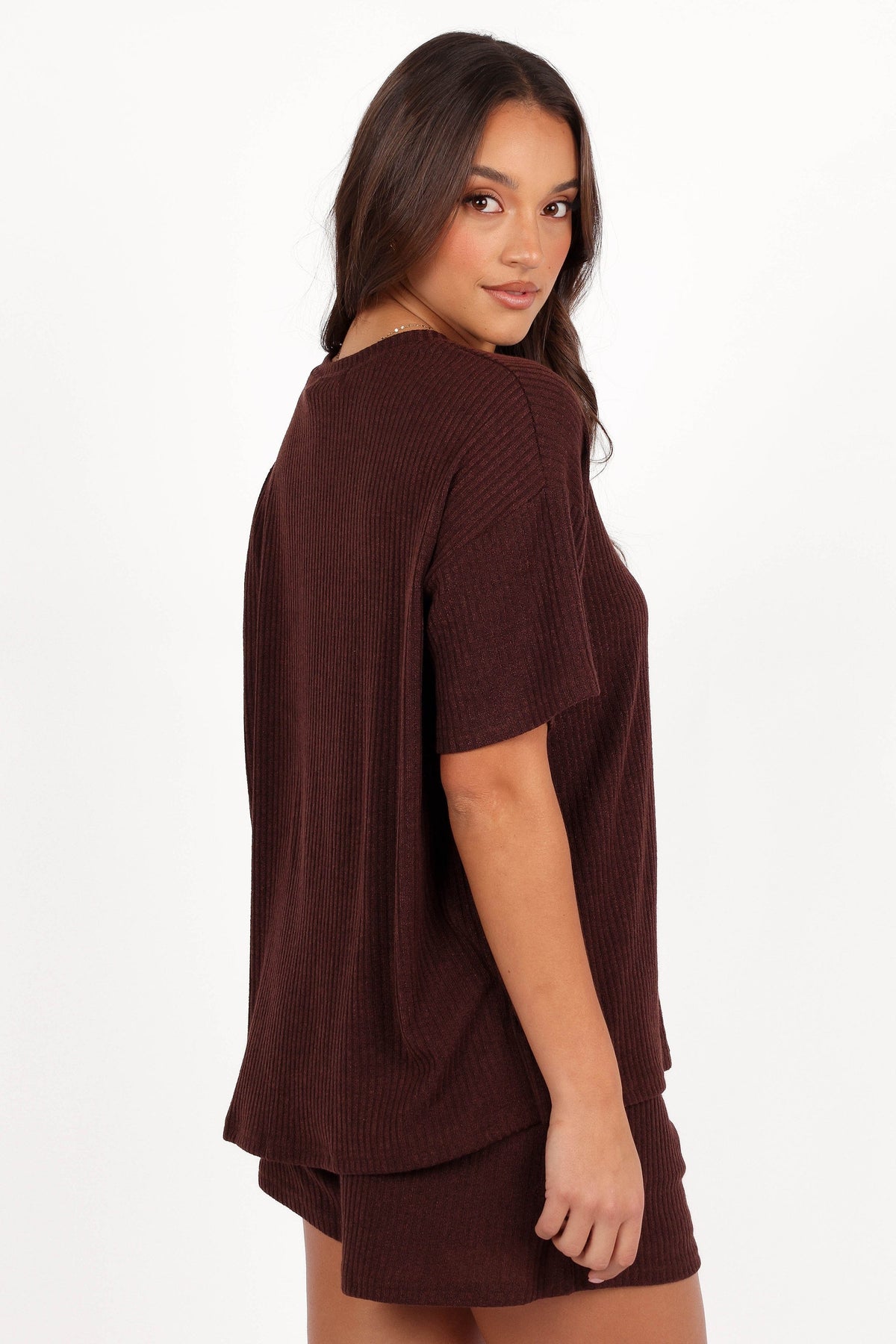 Granger Knit Short Set in Chocolate Brown – view 7 of 10