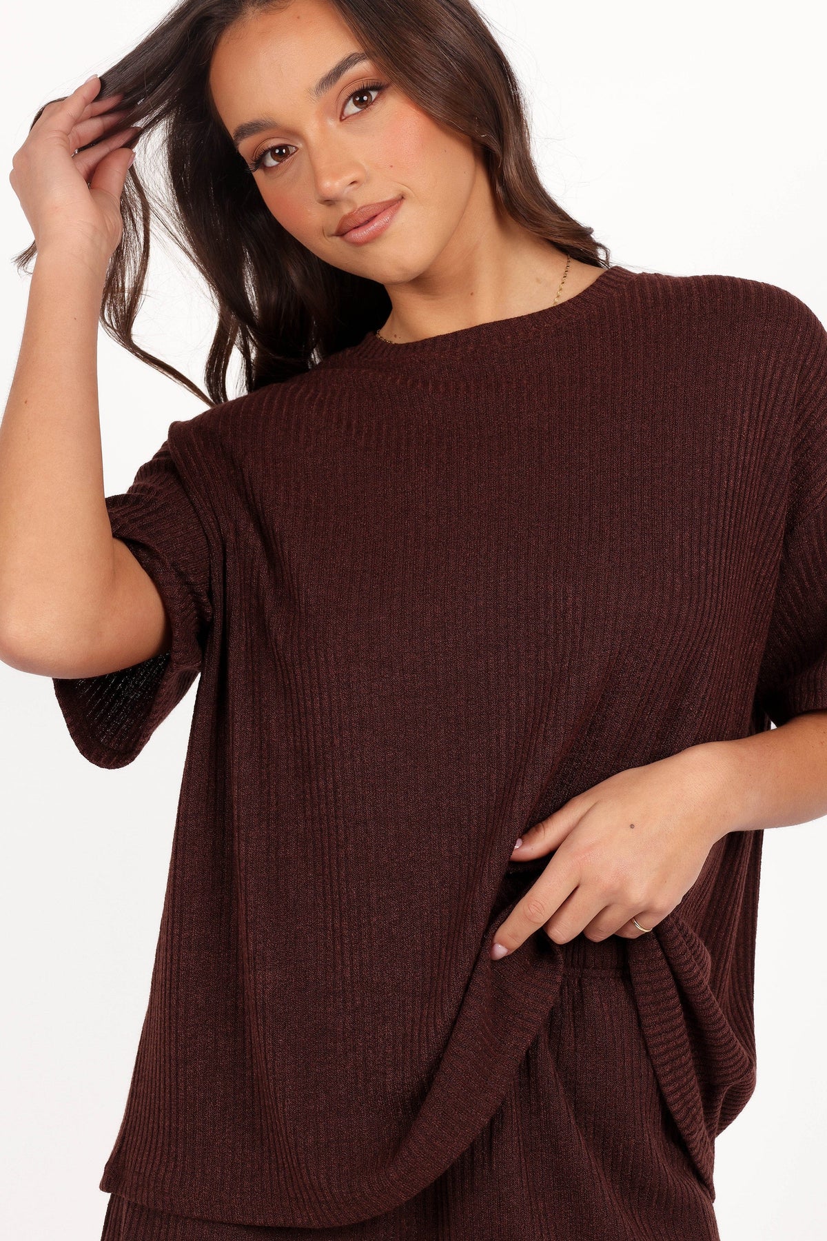Granger Knit Short Set in Chocolate Brown – view 9 of 10