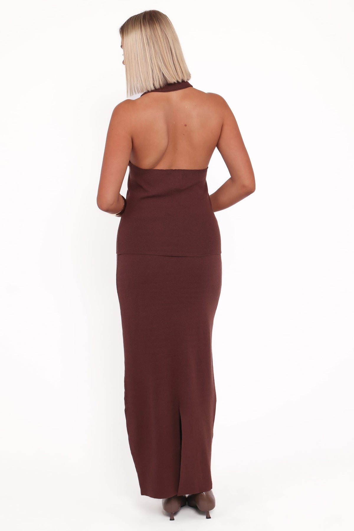 Halley Knit Halter Skirt Set in Brown – view 4 of 8