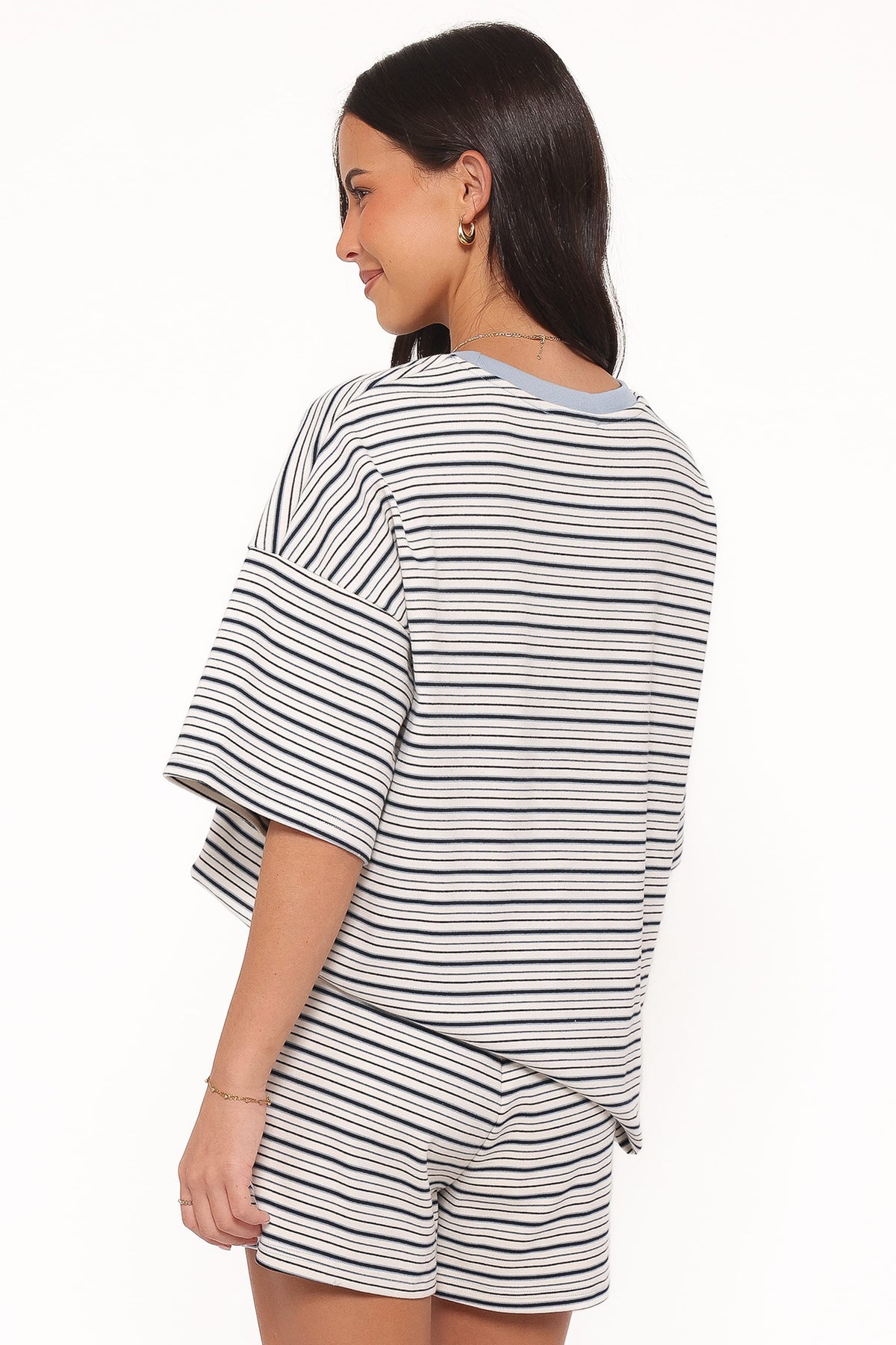 Hellen Stripe Short Set in Blue/Cream Stripe – view 5 of 8