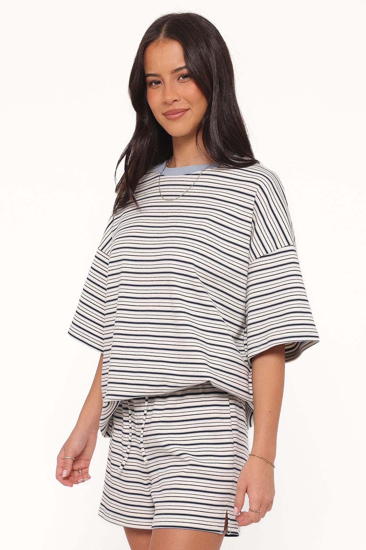 Hellen Stripe Short Set in Blue/Cream Stripe – view 4 of 8