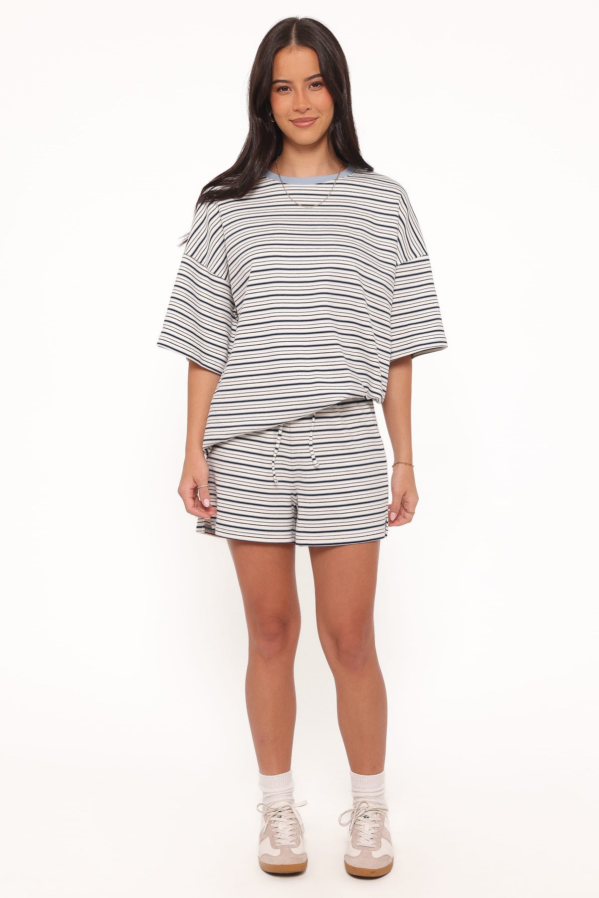 Hellen Stripe Short Set in Blue/Cream Stripe – view 6 of 8