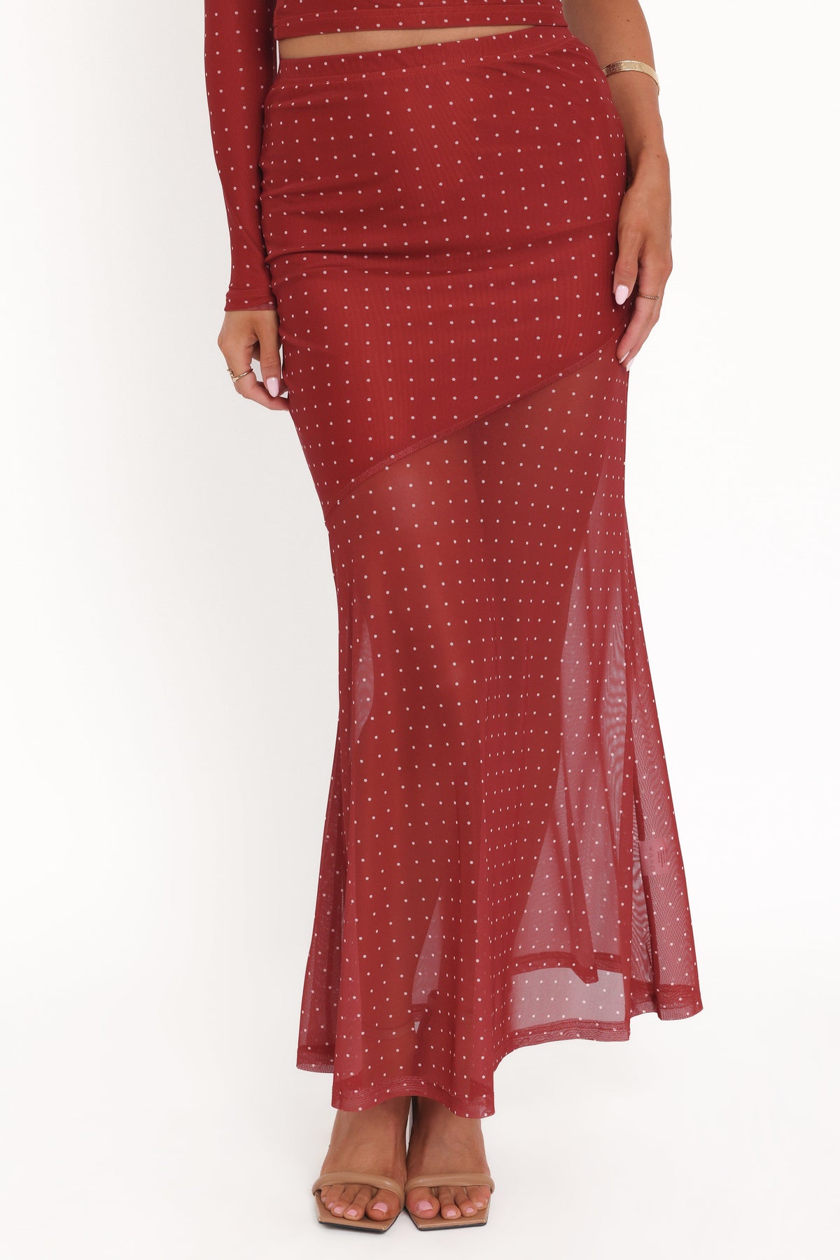 Hollie Mesh Skirt Set in Red Polka Dot – view 7 of 9