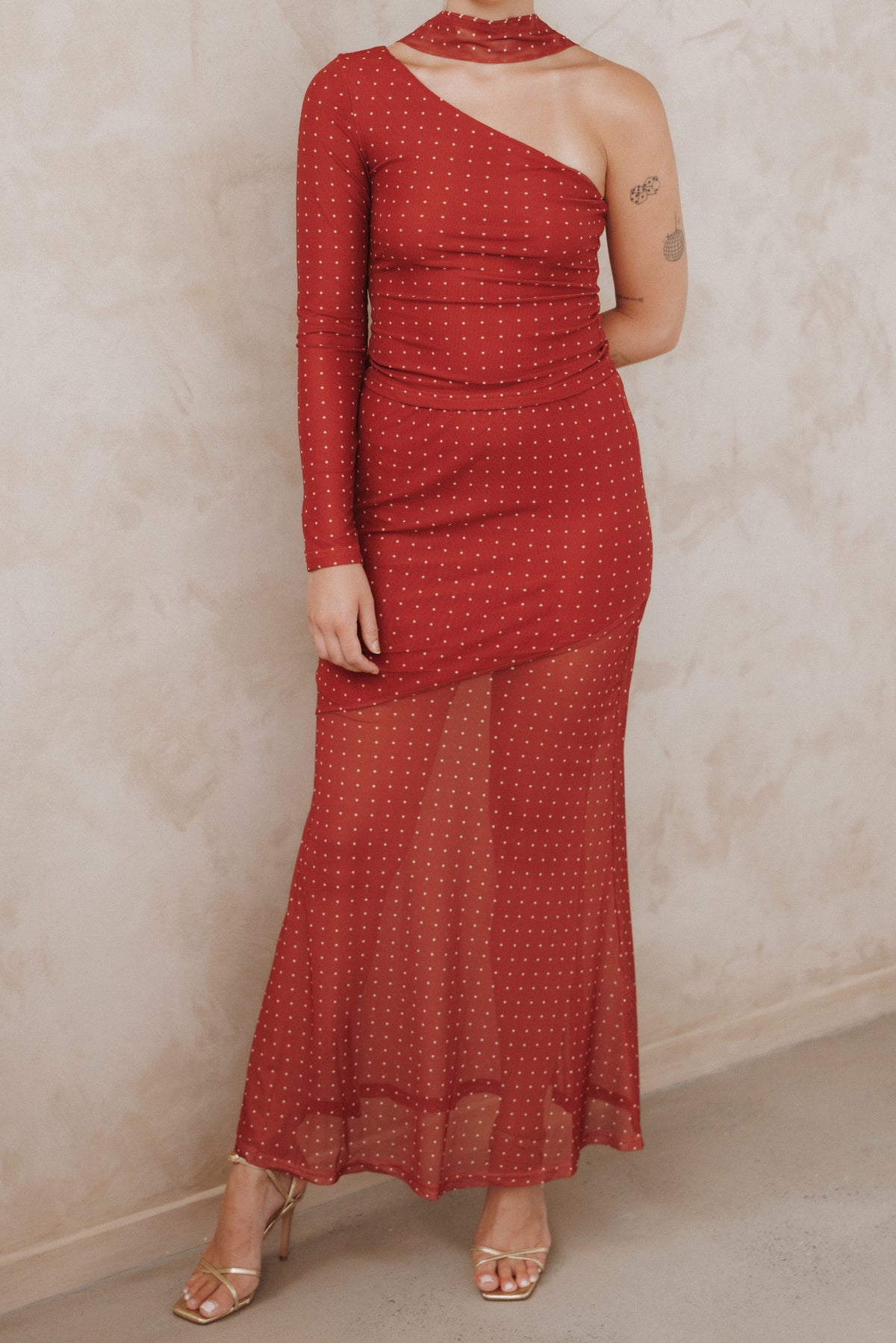 Hollie Mesh Skirt Set in Red Polka Dot – view 9 of 9