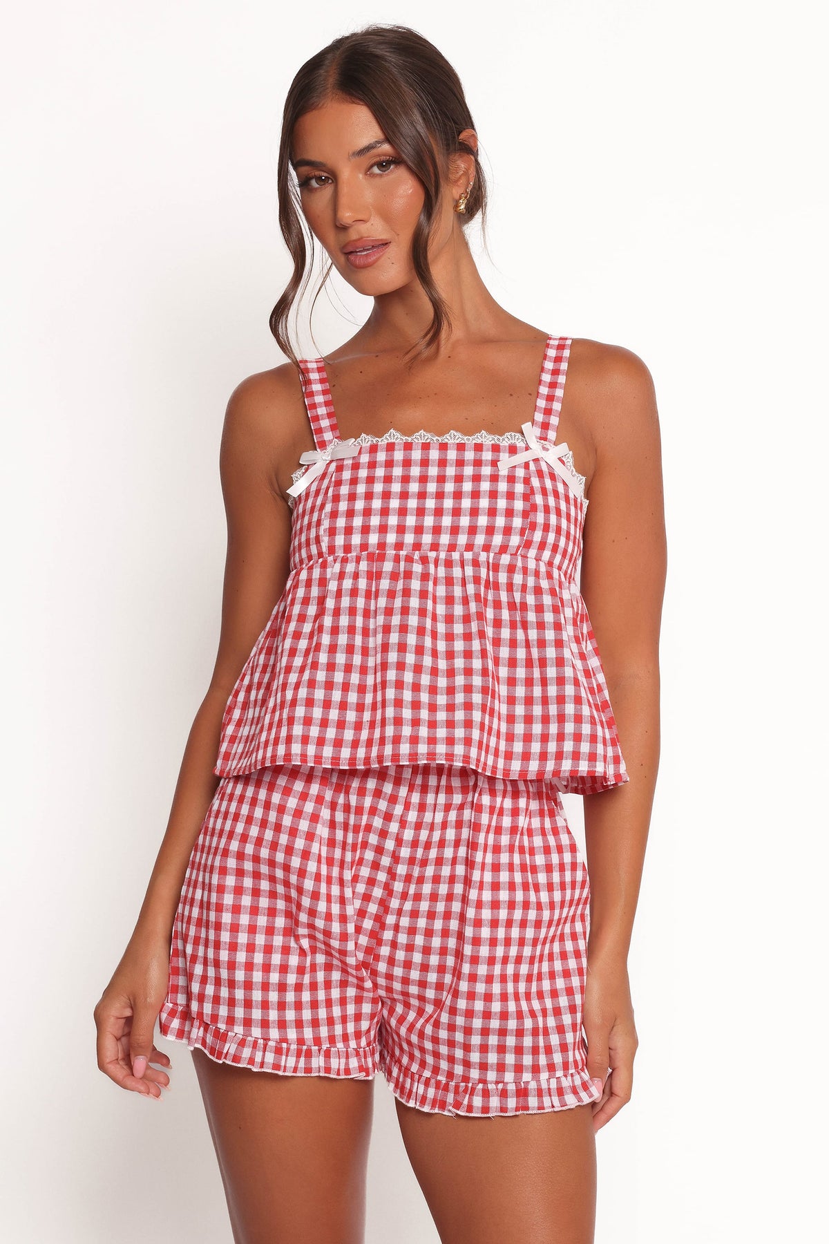 Isidore Gingham Short Set in Red – view 8 of 9