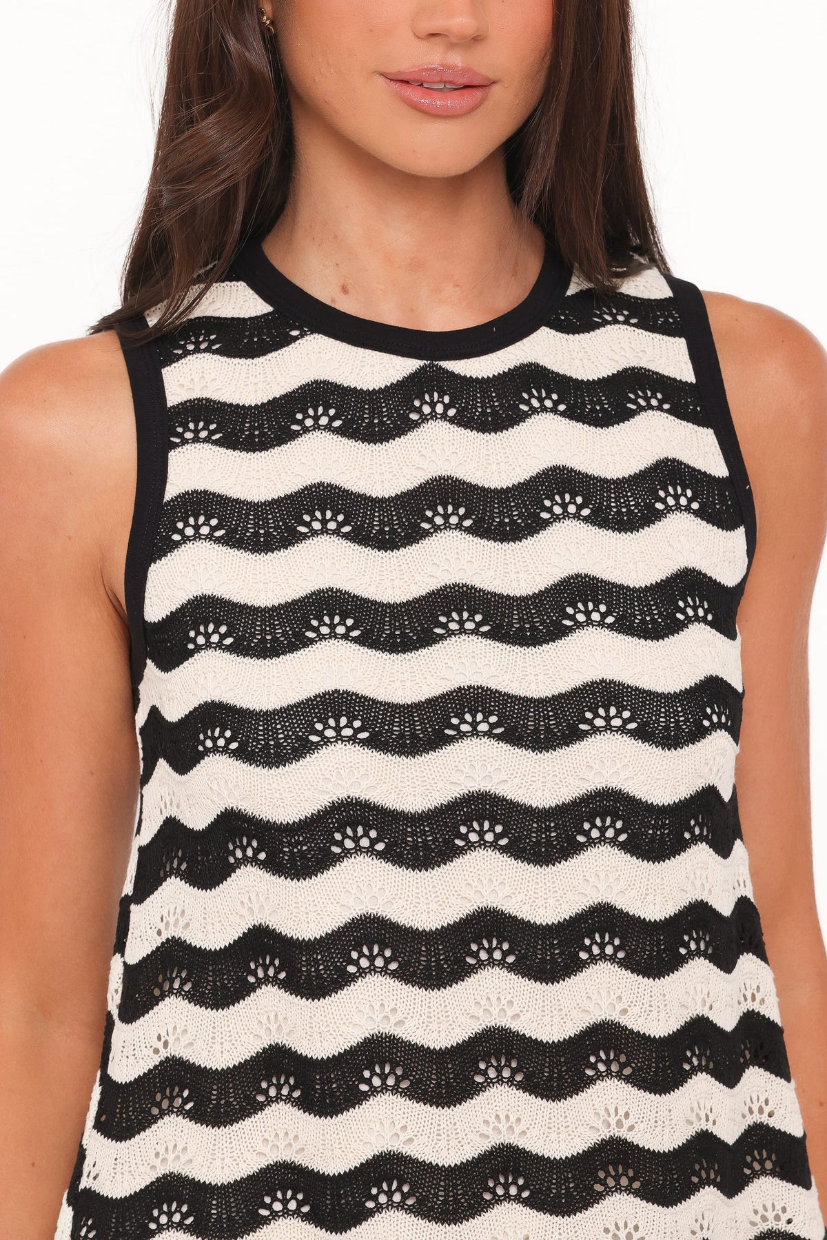 Iveta Knit Short Set in Black/Cream Stripe – view 6 of 9