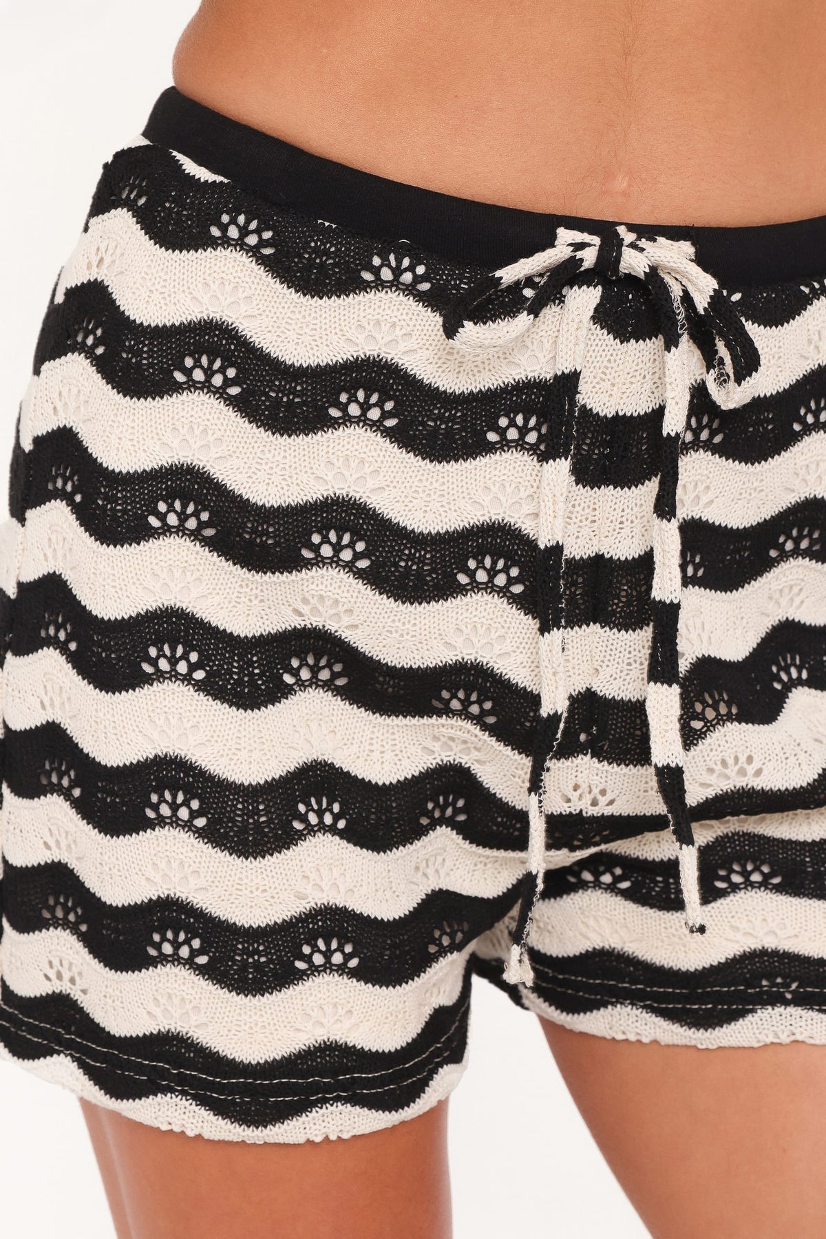Iveta Knit Short Set in Black/Cream Stripe – view 7 of 9