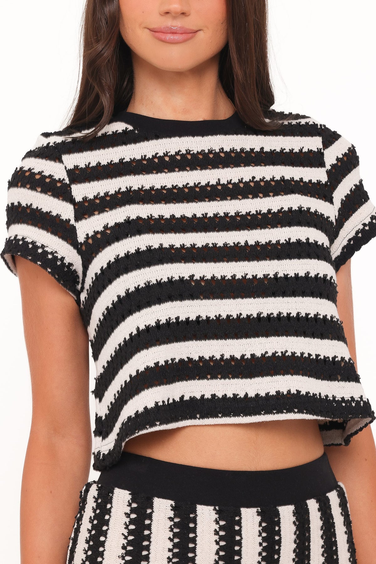 Jaden Knit Skirt Set in Black/White Stripe – view 3 of 8