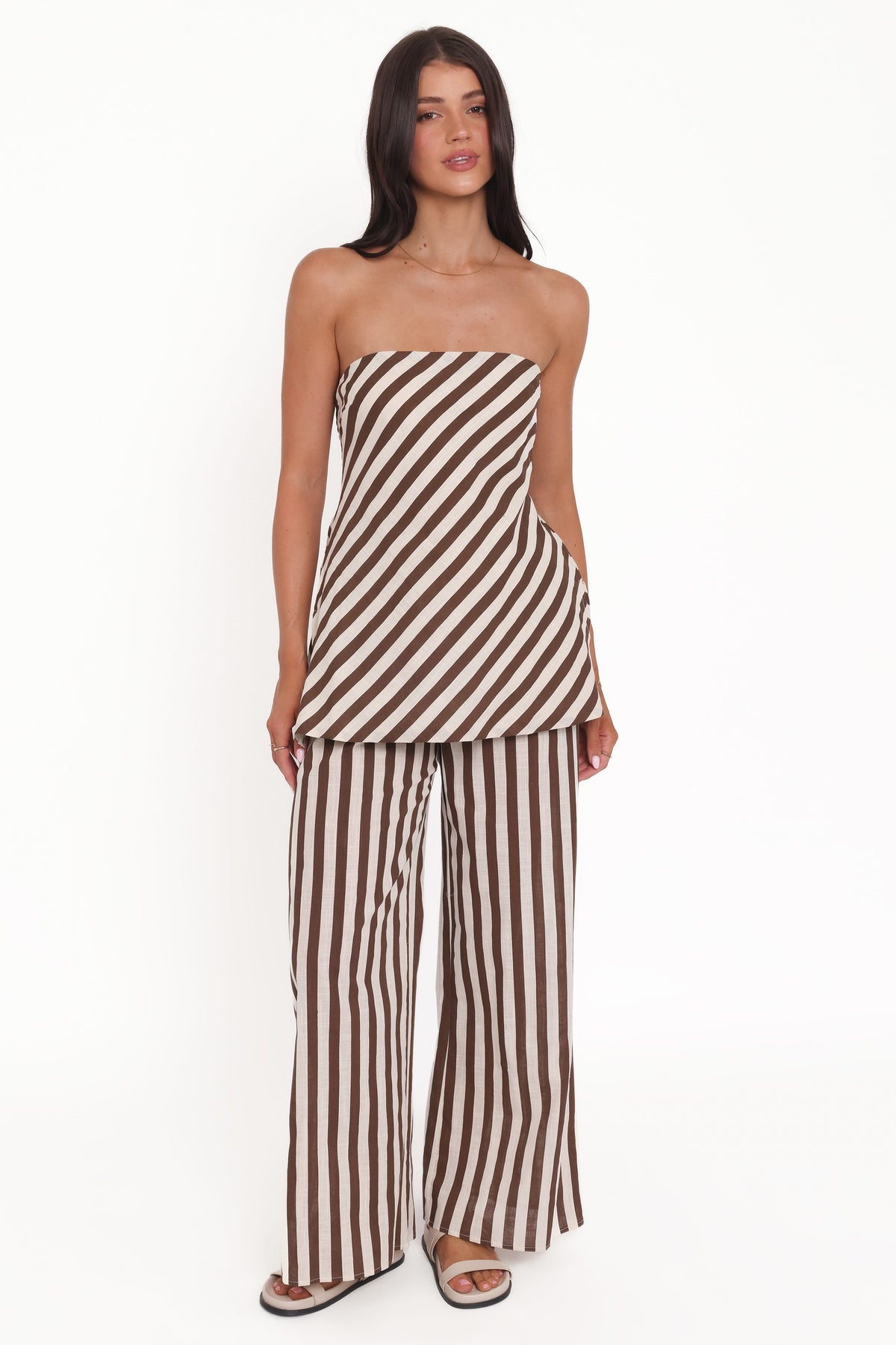 Kim Pant Set in Brown Stripe – view 1 of 7