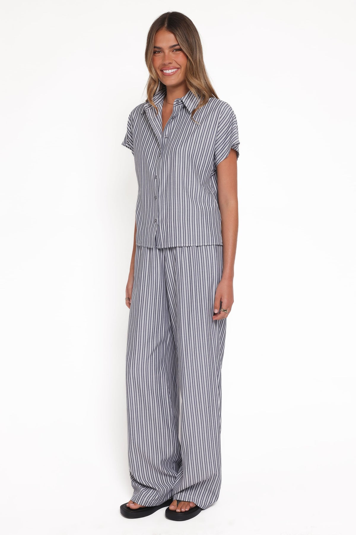 Melanie Pant Set in Charcoal Stripe – view 3 of 6