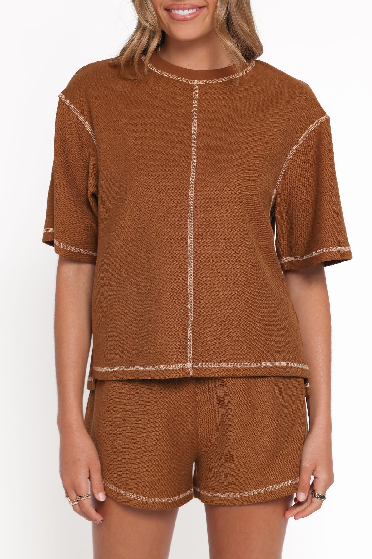 Melody Knit Short Set in Chocolate – view 6 of 7