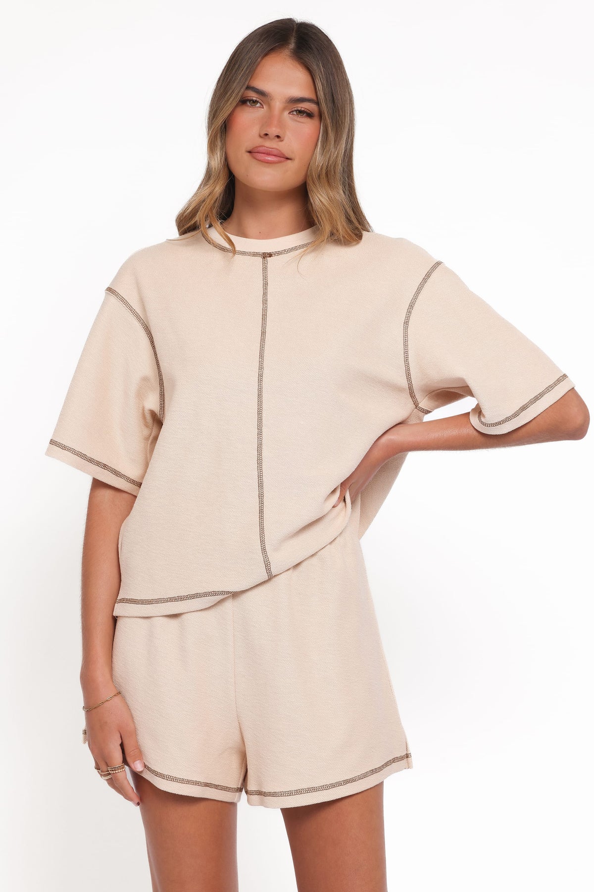 Melody Knit Short Set in Oat – view 1 of 6