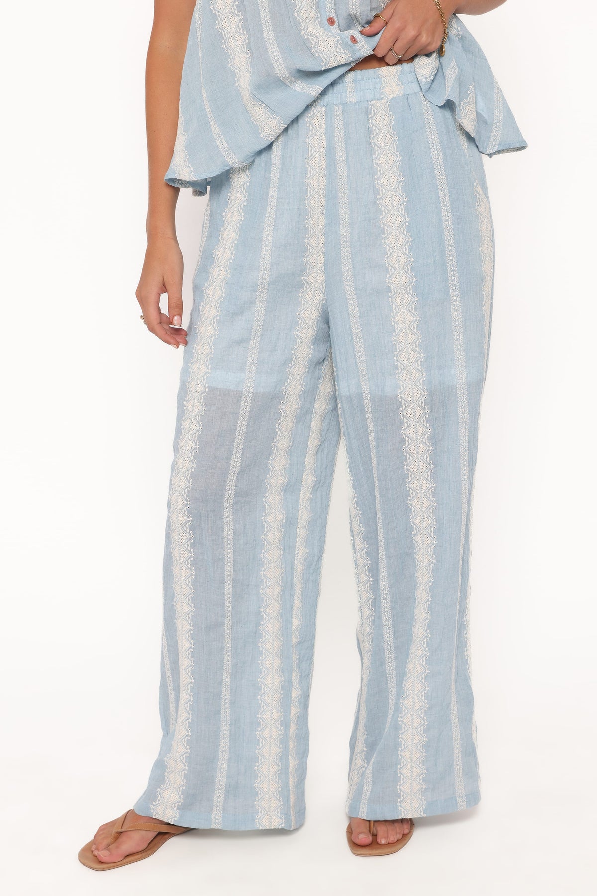 Mila Embroidered Pant Set in Light Blue – view 6 of 7