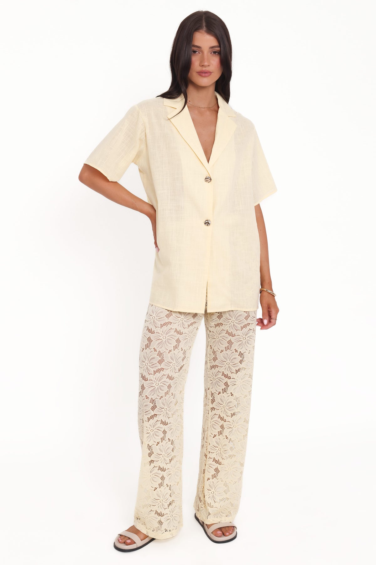 Mindy Lace Pant Set in Yellow – view 1 of 7