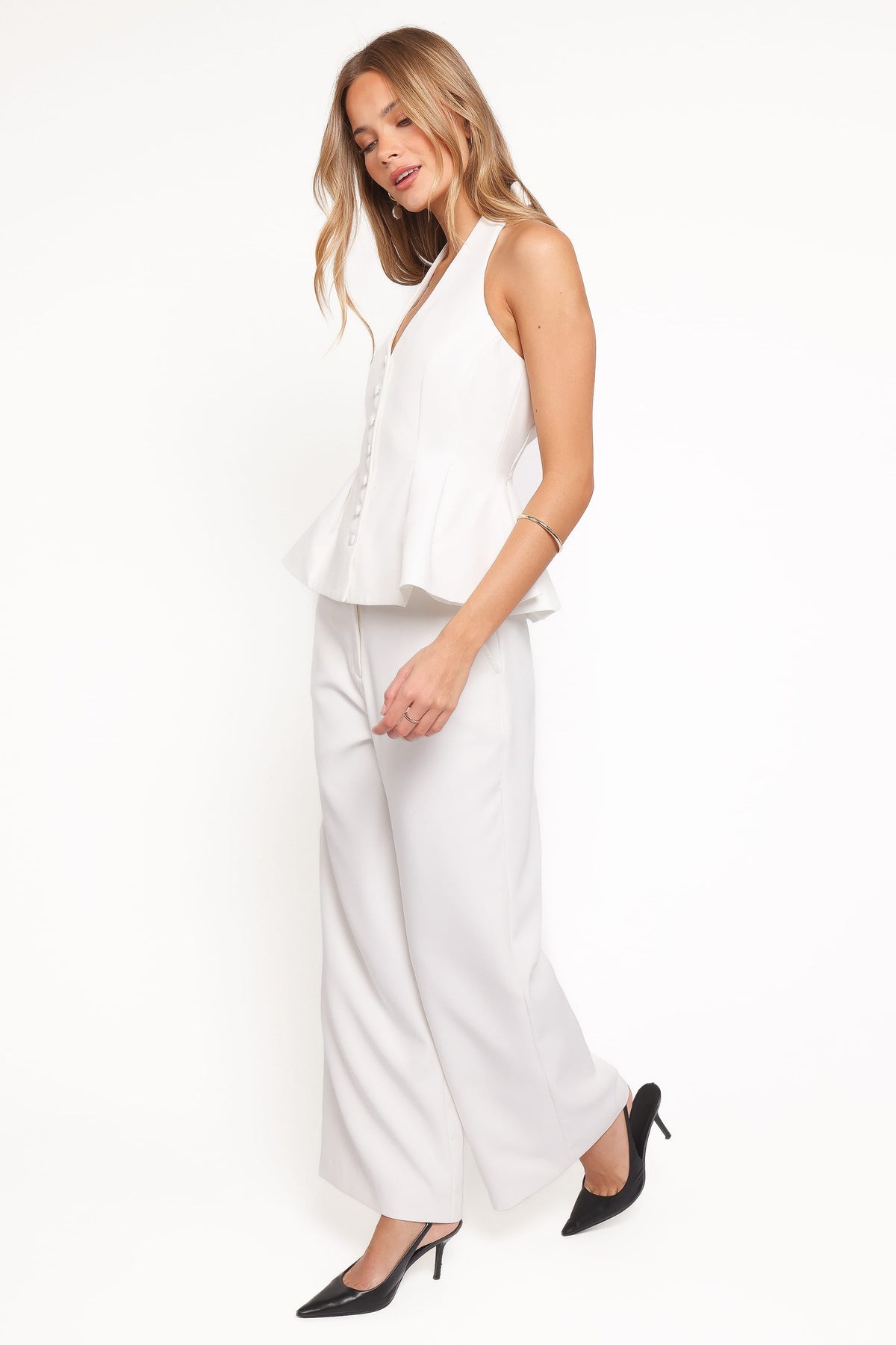 Odelia Halter Vest Pant Set in White – view 4 of 9