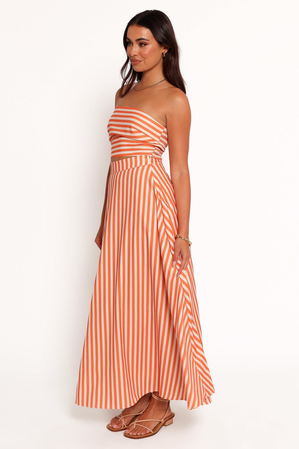Serafina Two Piece Set in Orange Beige Stripe – view 5 of 9