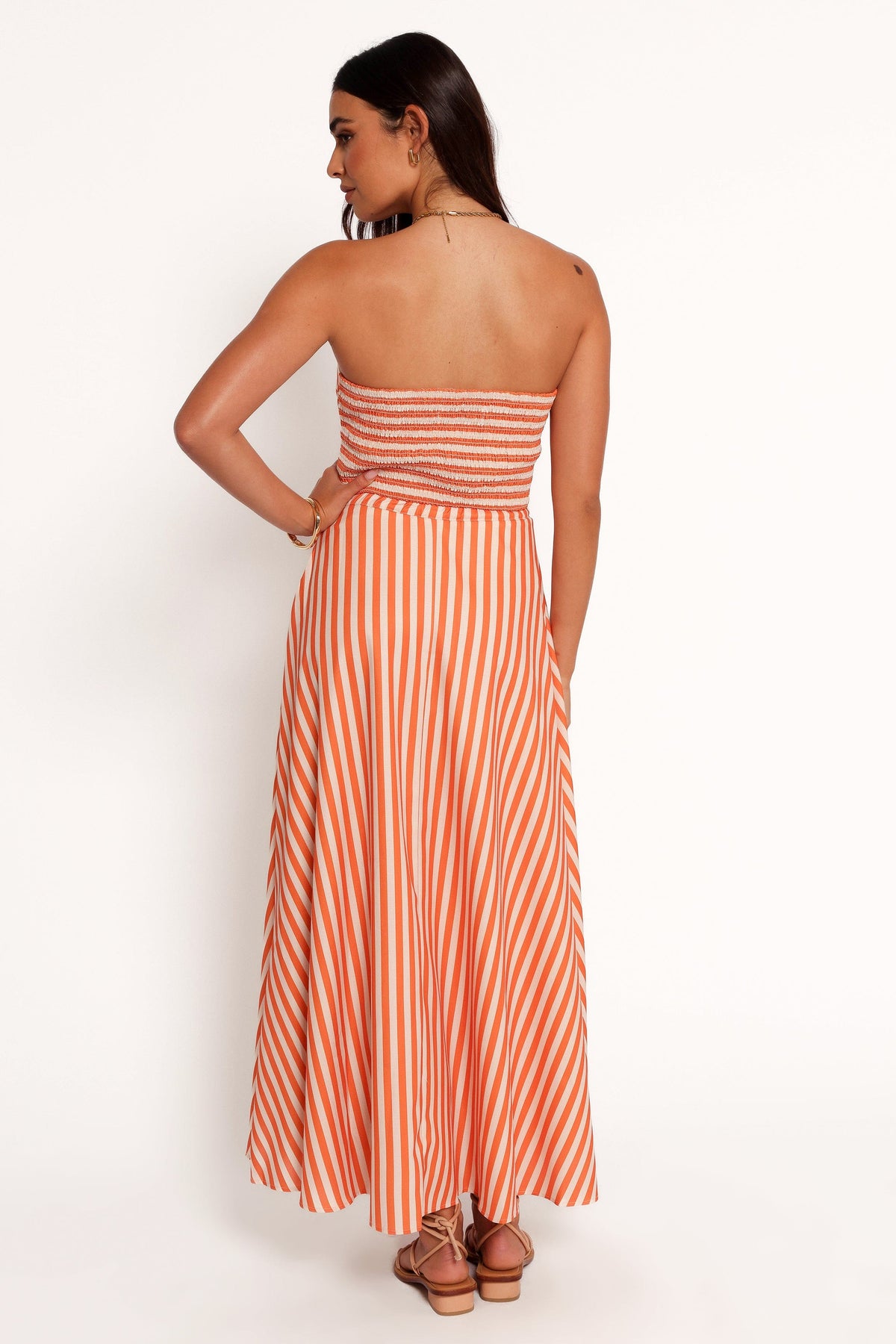 Serafina Two Piece Set in Orange Beige Stripe – view 4 of 9