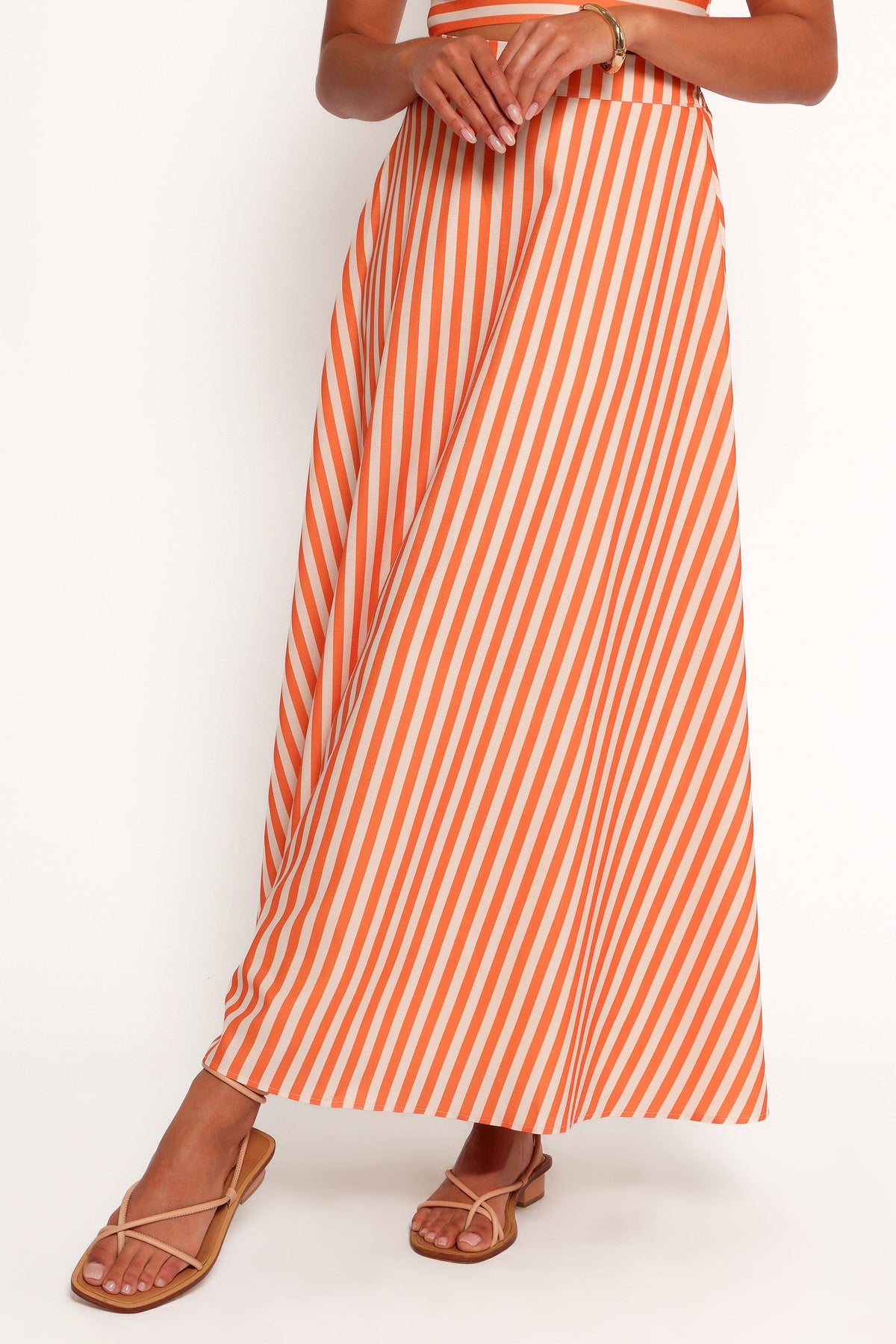 Serafina Two Piece Set in Orange Beige Stripe – view 8 of 9