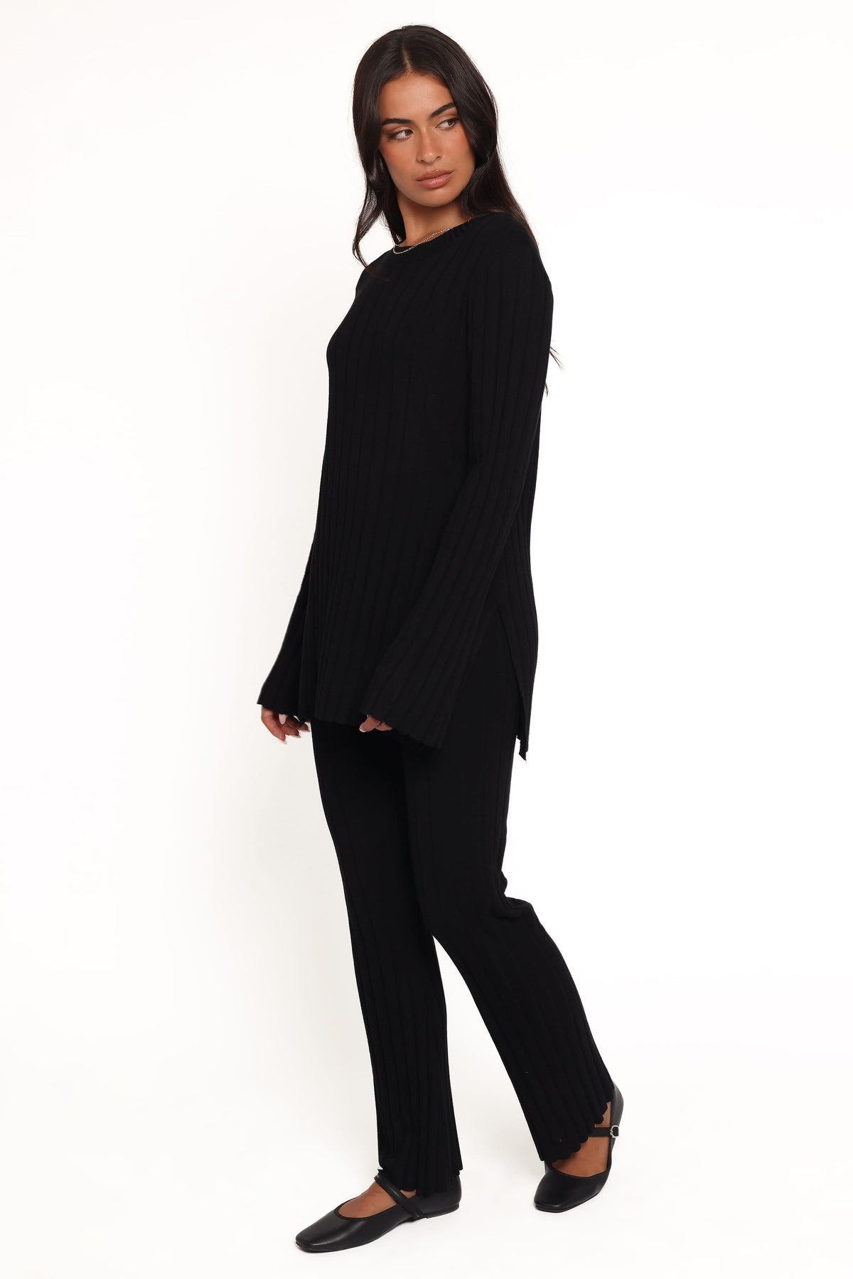 Silvie Long Sleeve Knitted Set in Black – view 3 of 6