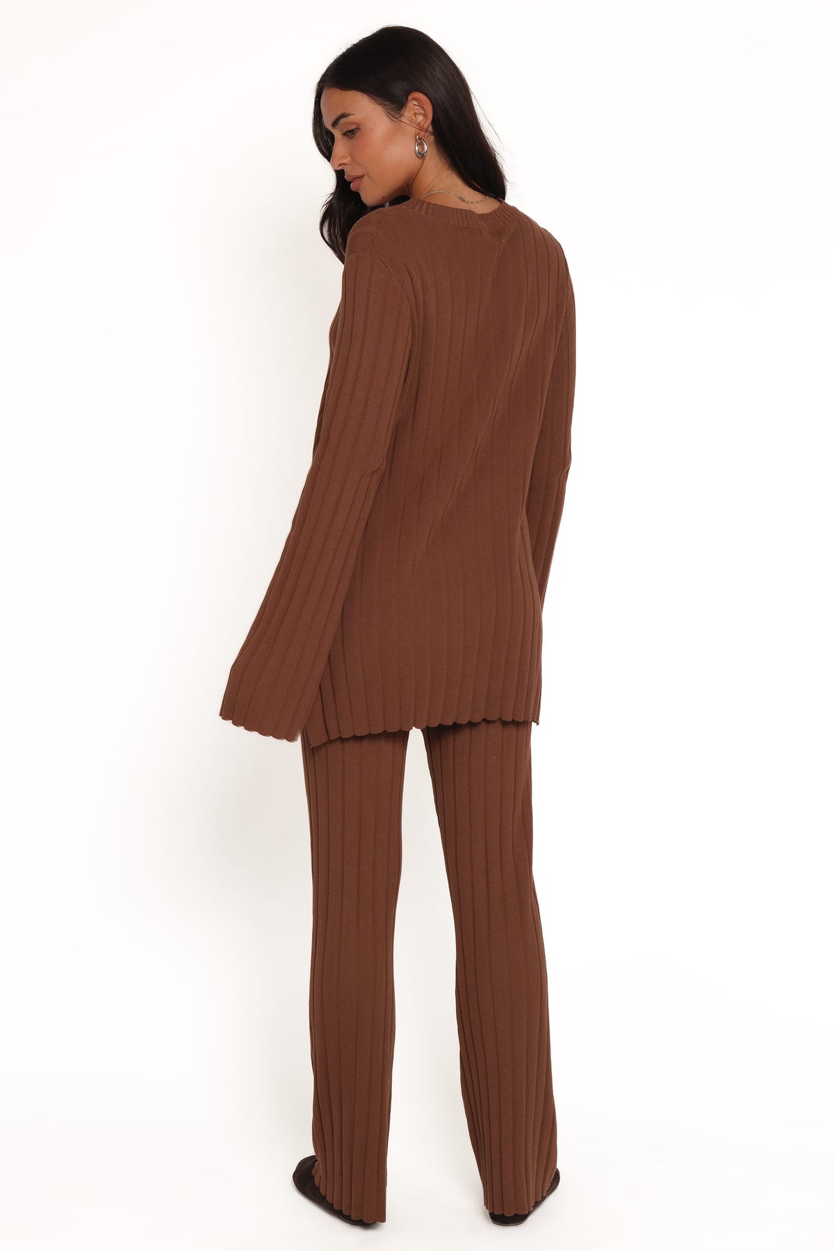 Silvie Long Sleeve Knitted Set in Chocolate – view 4 of 5