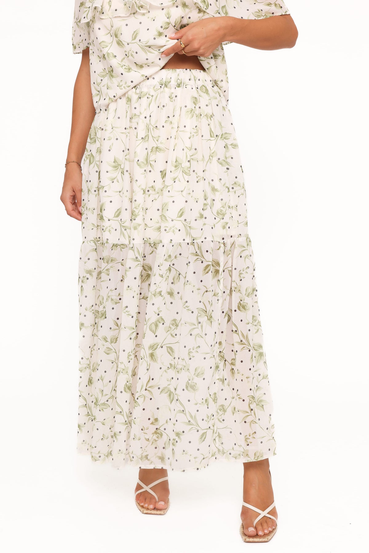 Vanessa Maxi Skirt Set in Green Leaf – view 6 of 7